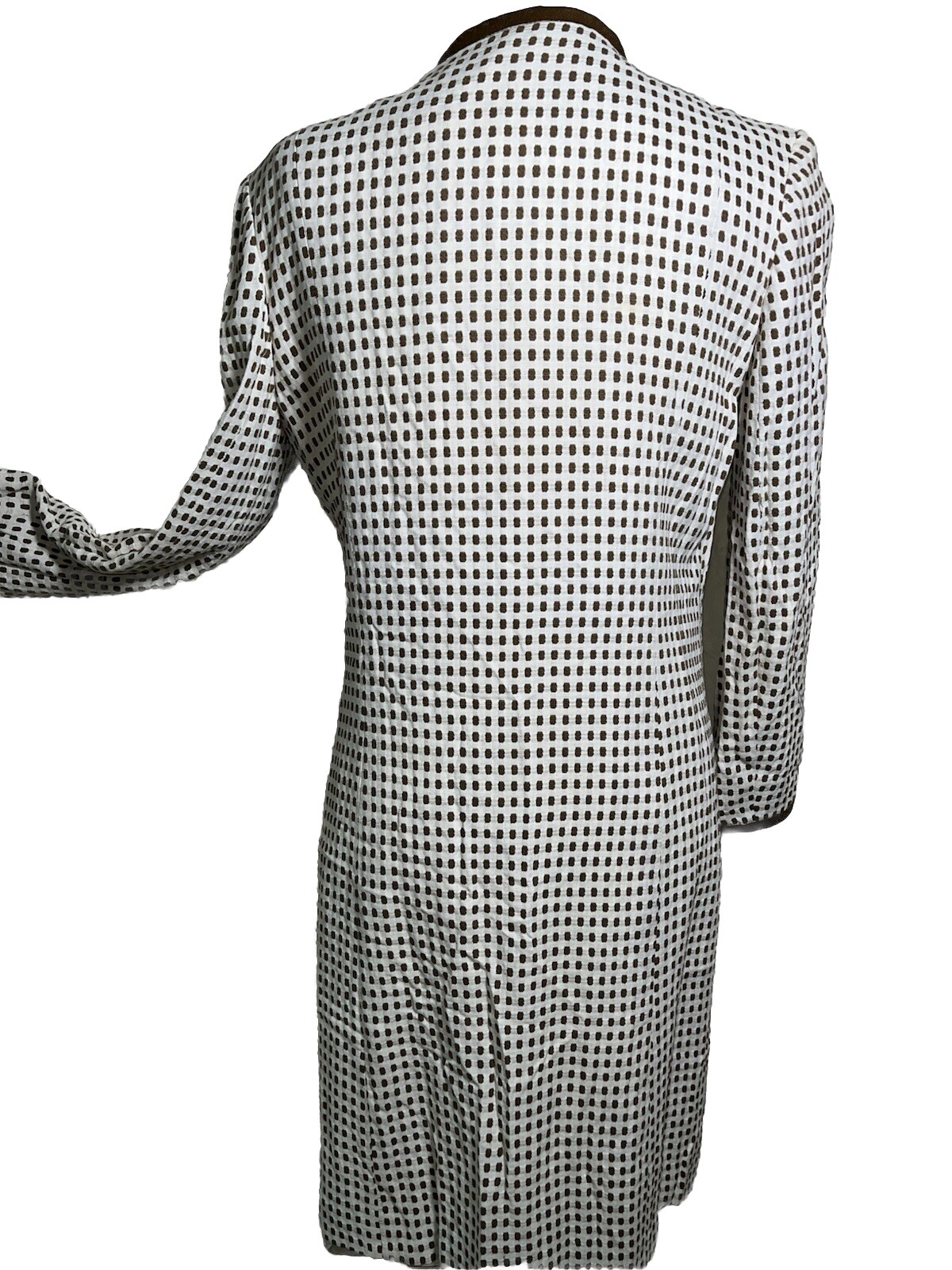 Vtg Coat Jacket White 60s Designer Montaldos Lightweight Brown Polka Dot S M