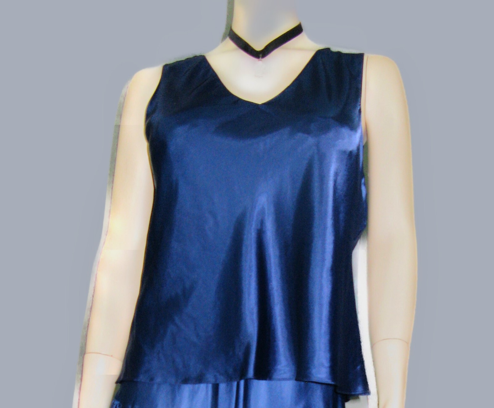 EmbellyShmentz~Vintage Shiny Plush Satin 2 Pc Slip Set Half Slip Med Cami Sz 38