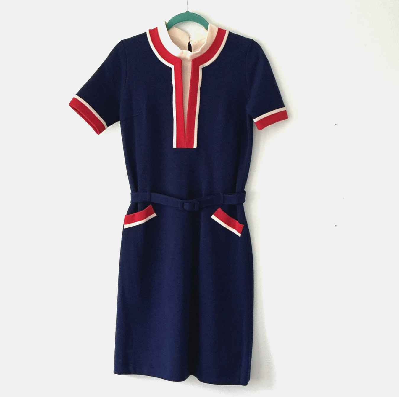 1968 Vintage Samuel Winston Mod Wool Knit Dress Italian Boutique Classic Couture