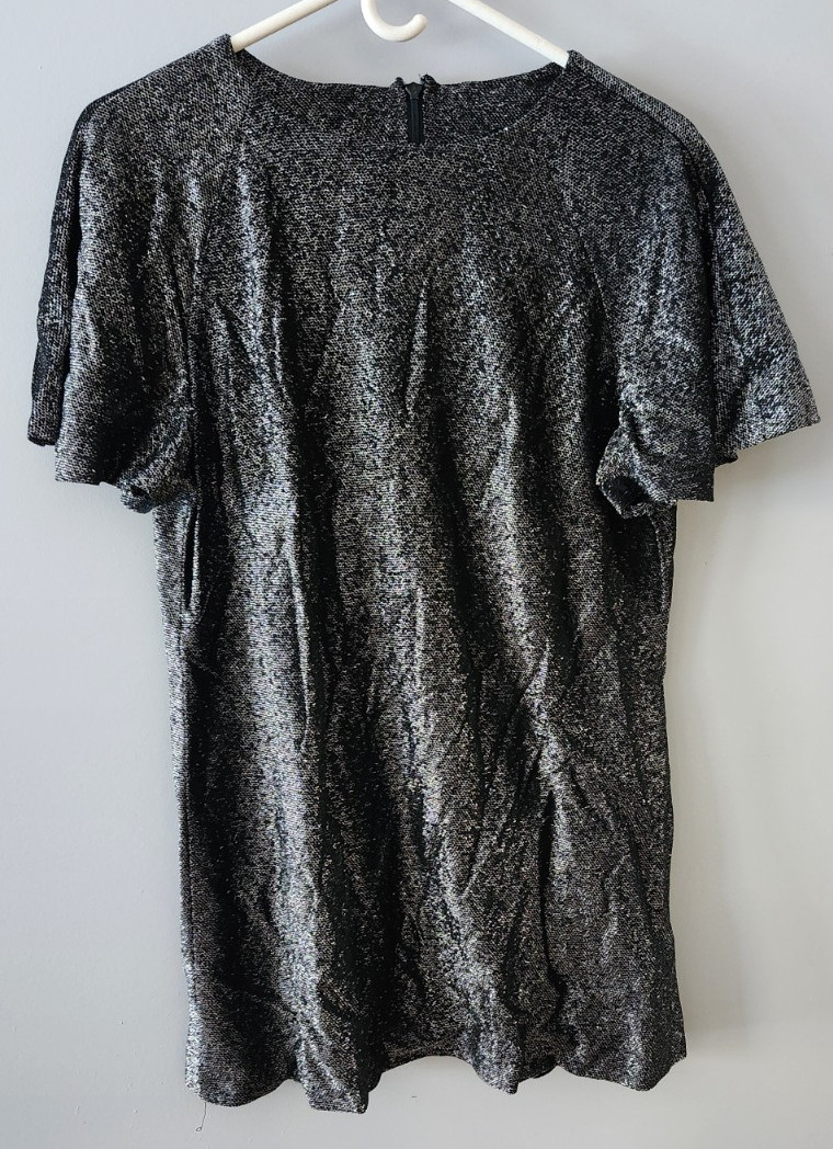 Vintage Montgomery Ward Black Silver Sparkle 3 Piece Pant Suit + Dress/Top