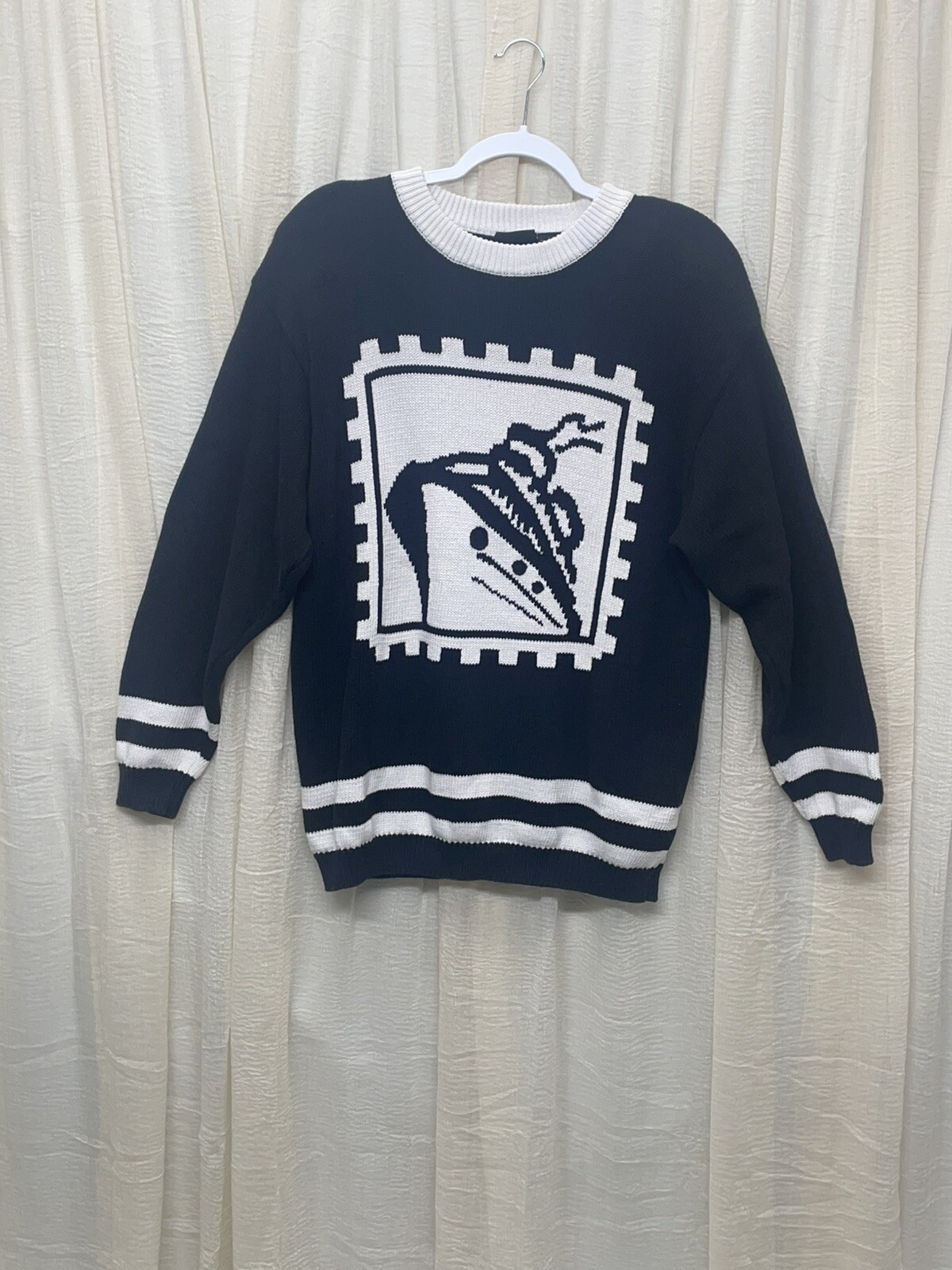 Lizsport Sweater Large Vintage Black And White