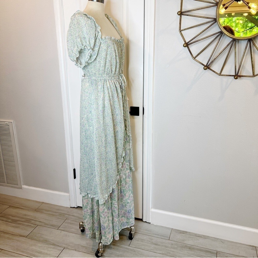 Phase II Vintage 70’s Floral Print Maxi Dress Romantic Prairie Ruffle