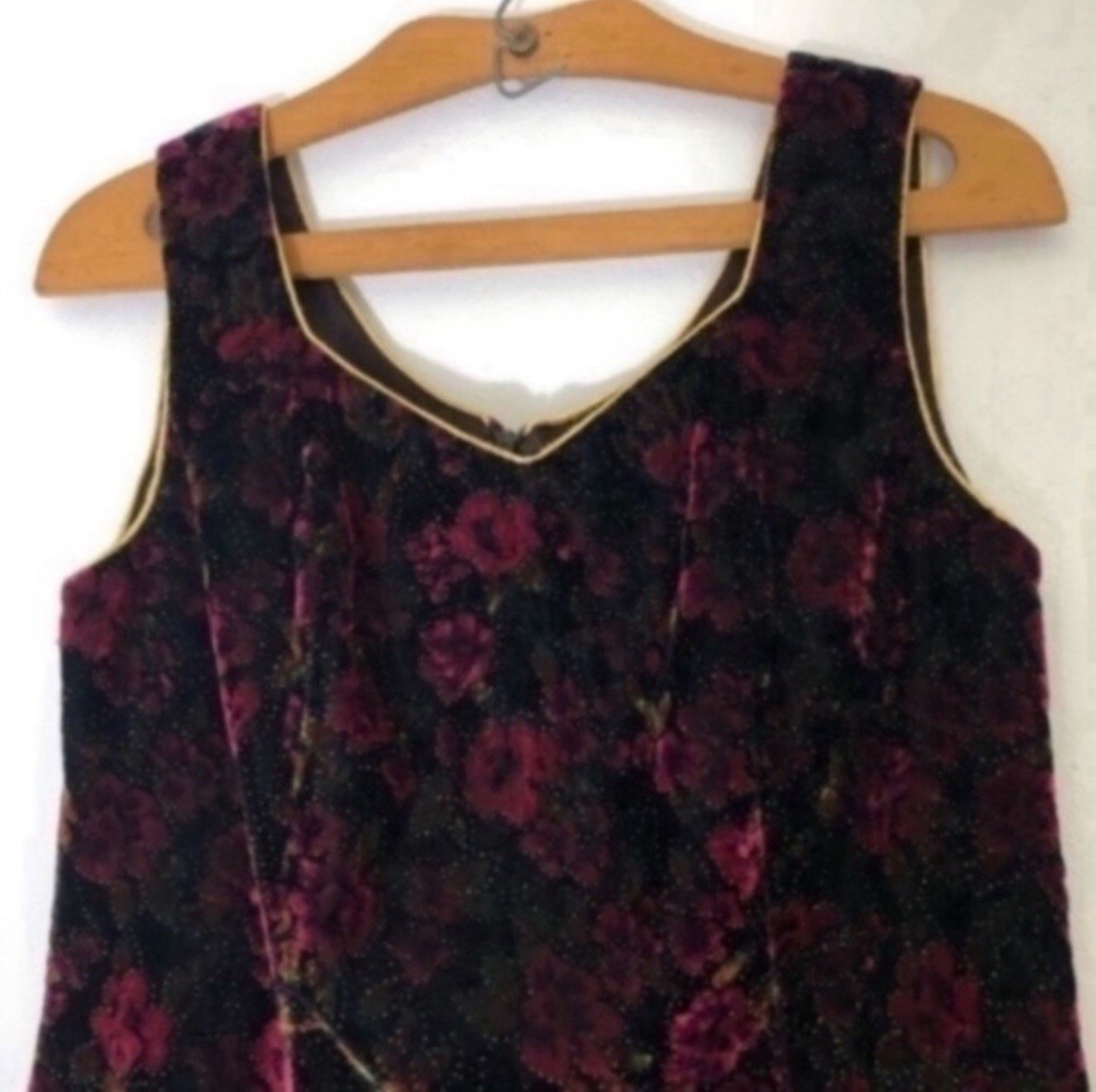 Vintage Lisa Michaels Petite glitter and velvet dark floral dress size 10