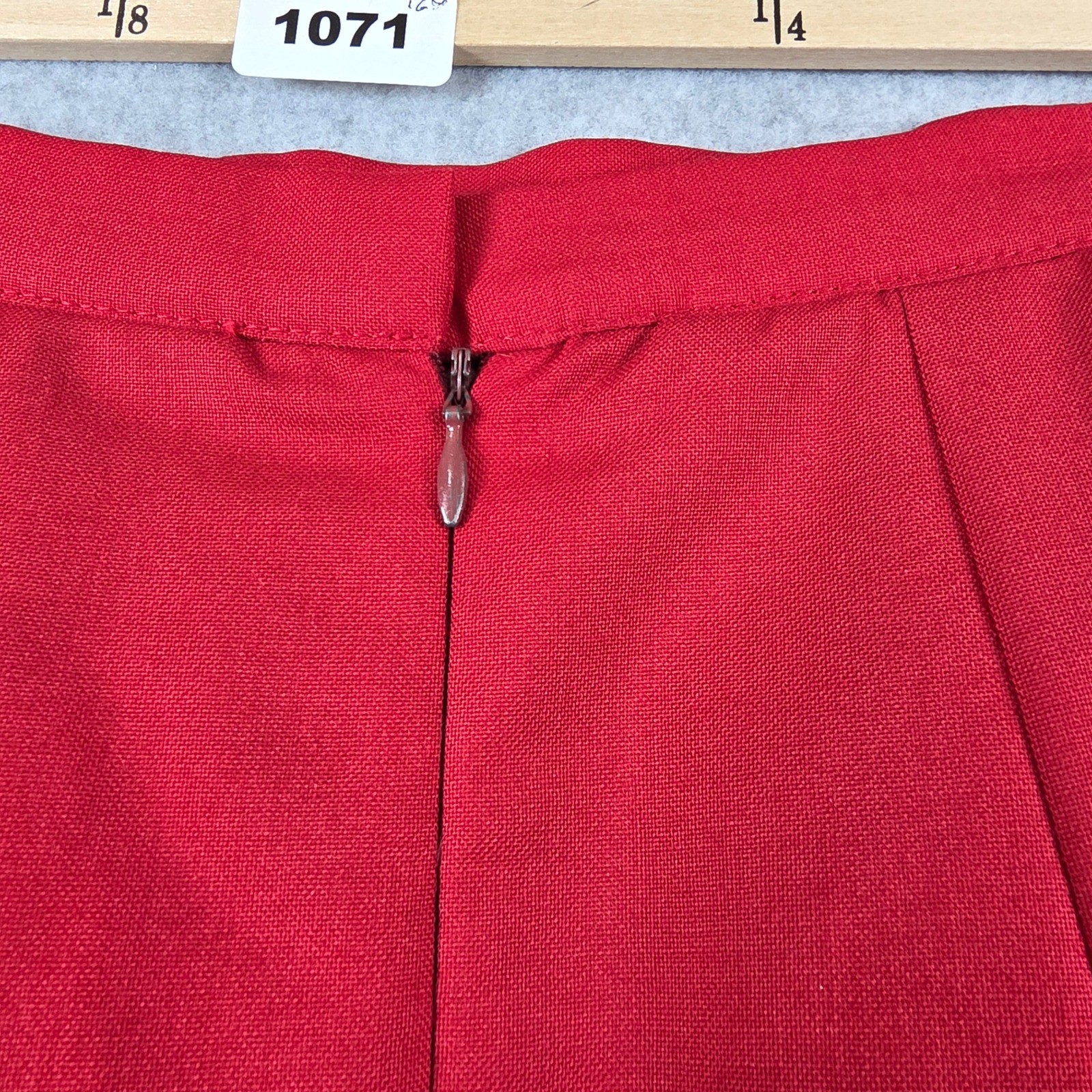 Vintage Burberrys Red Wool Midi Skirt Womens 8 High Waist Pleated Union Made USA