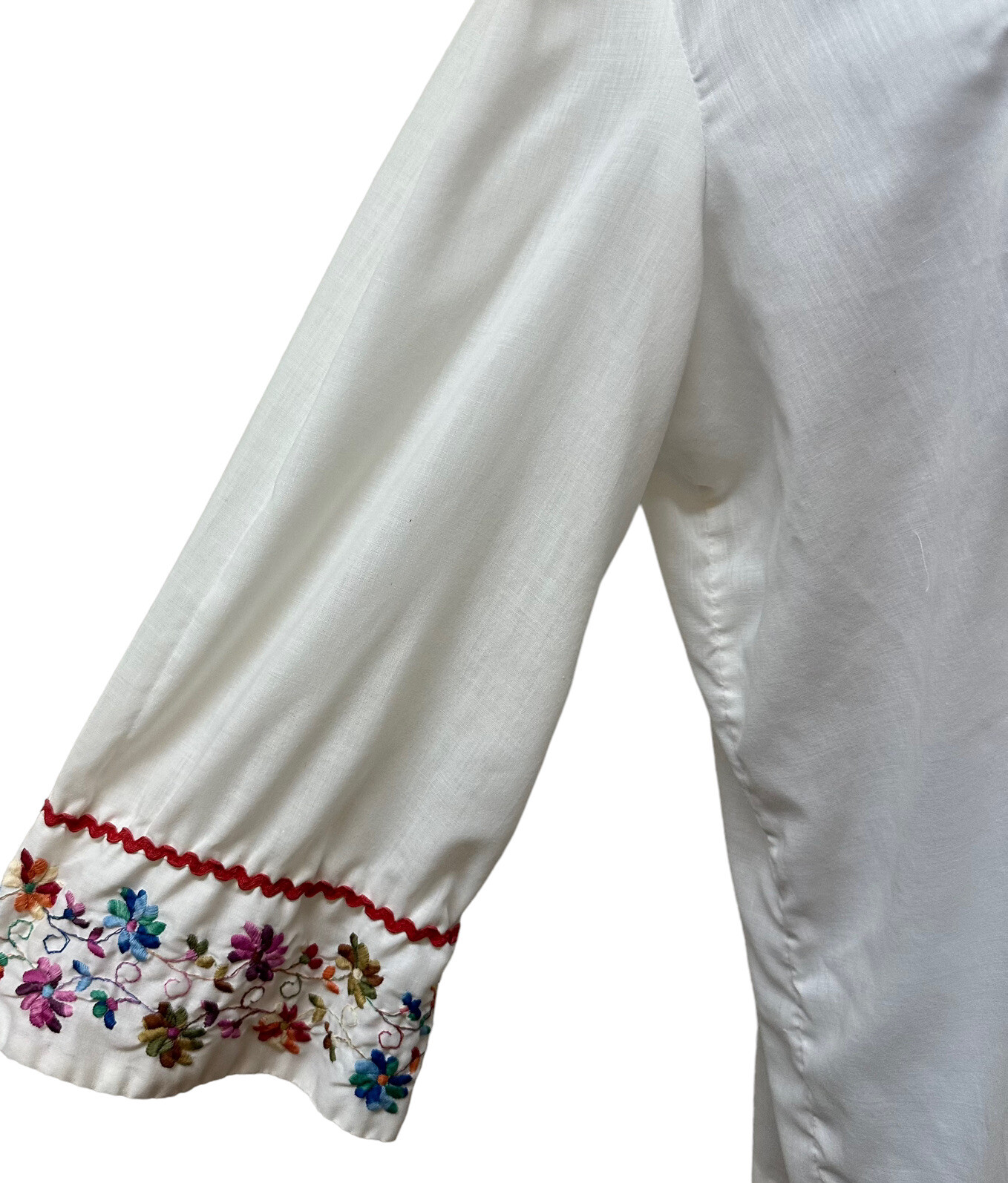 Vintage Folk Art Embroidered Cotton Peasant Tunic Top Boho Art to Wear