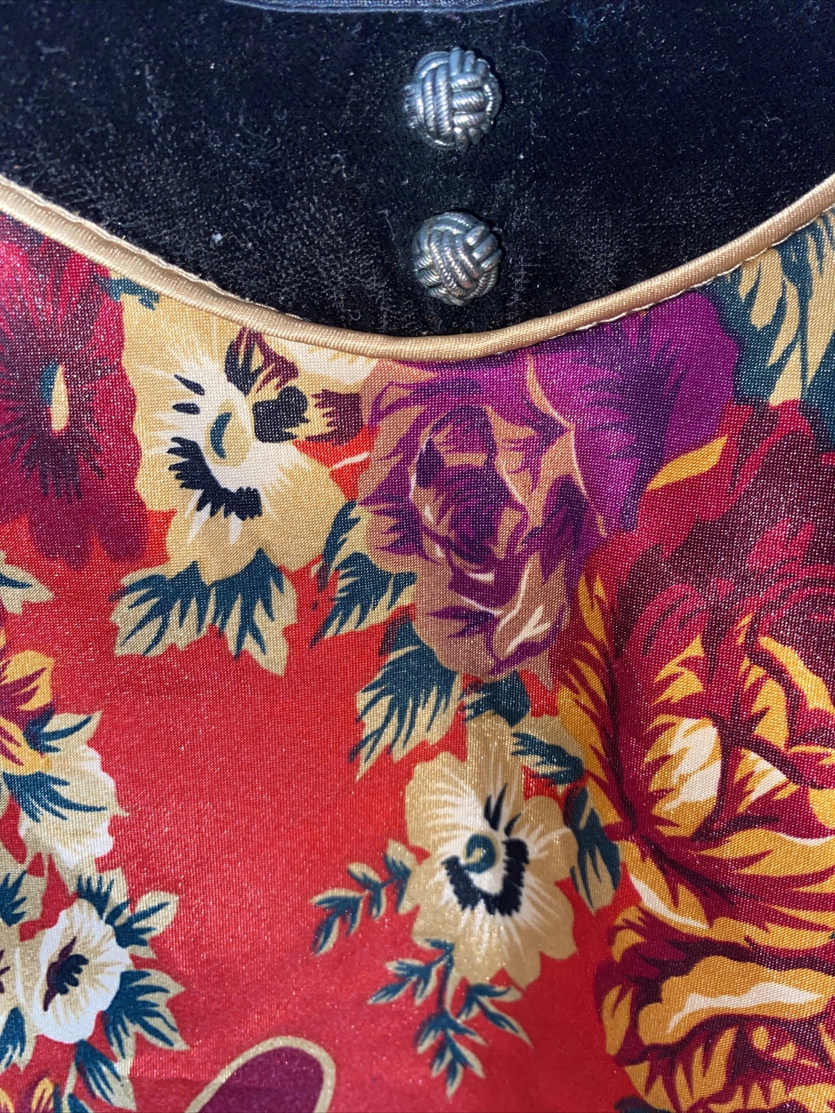 Vtg Inner Most FLORAL CAMISOLE WITH VELVET TRIM STUNNING SM SWC.