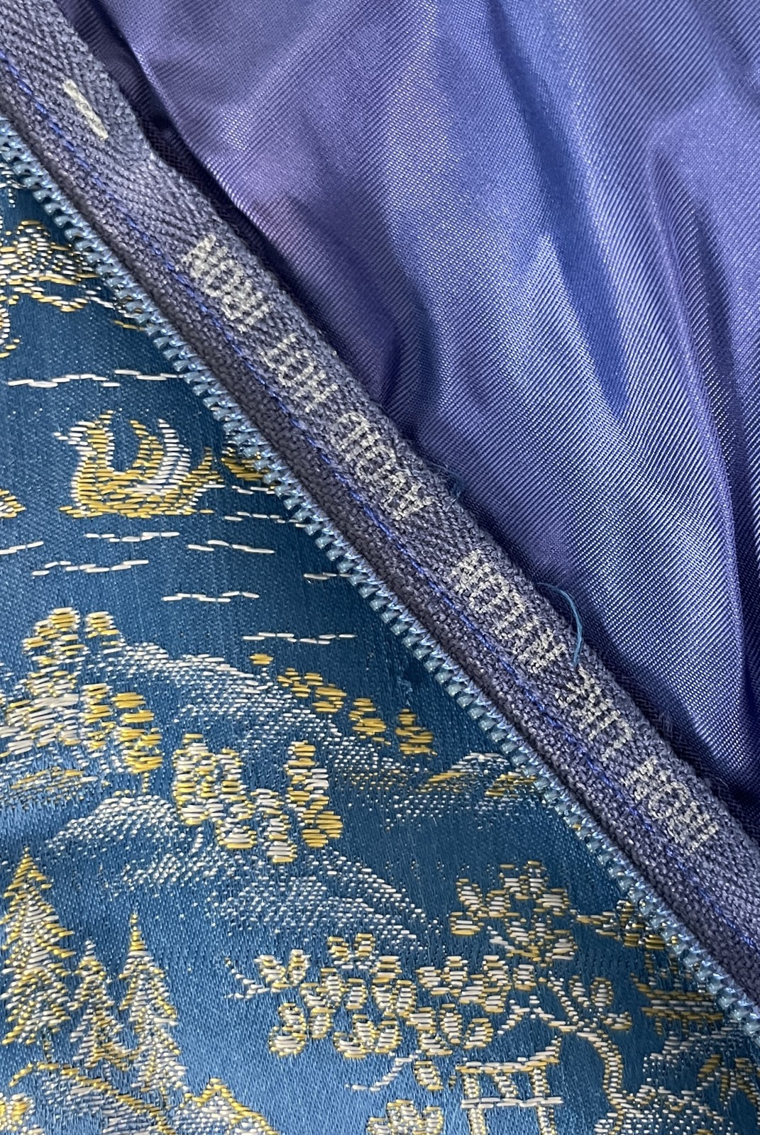 Vintage 50s Gold Jacquard Brocade Dress Womens S Blue Cocktail Talon Zip