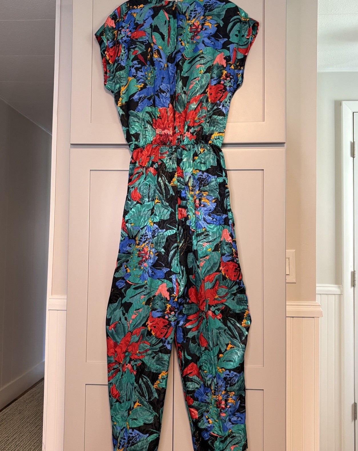 VTG Anthony Sicari 3pc Jacket Jumpsuit Belt Silky Womens 8 Petite Retro Hippie
