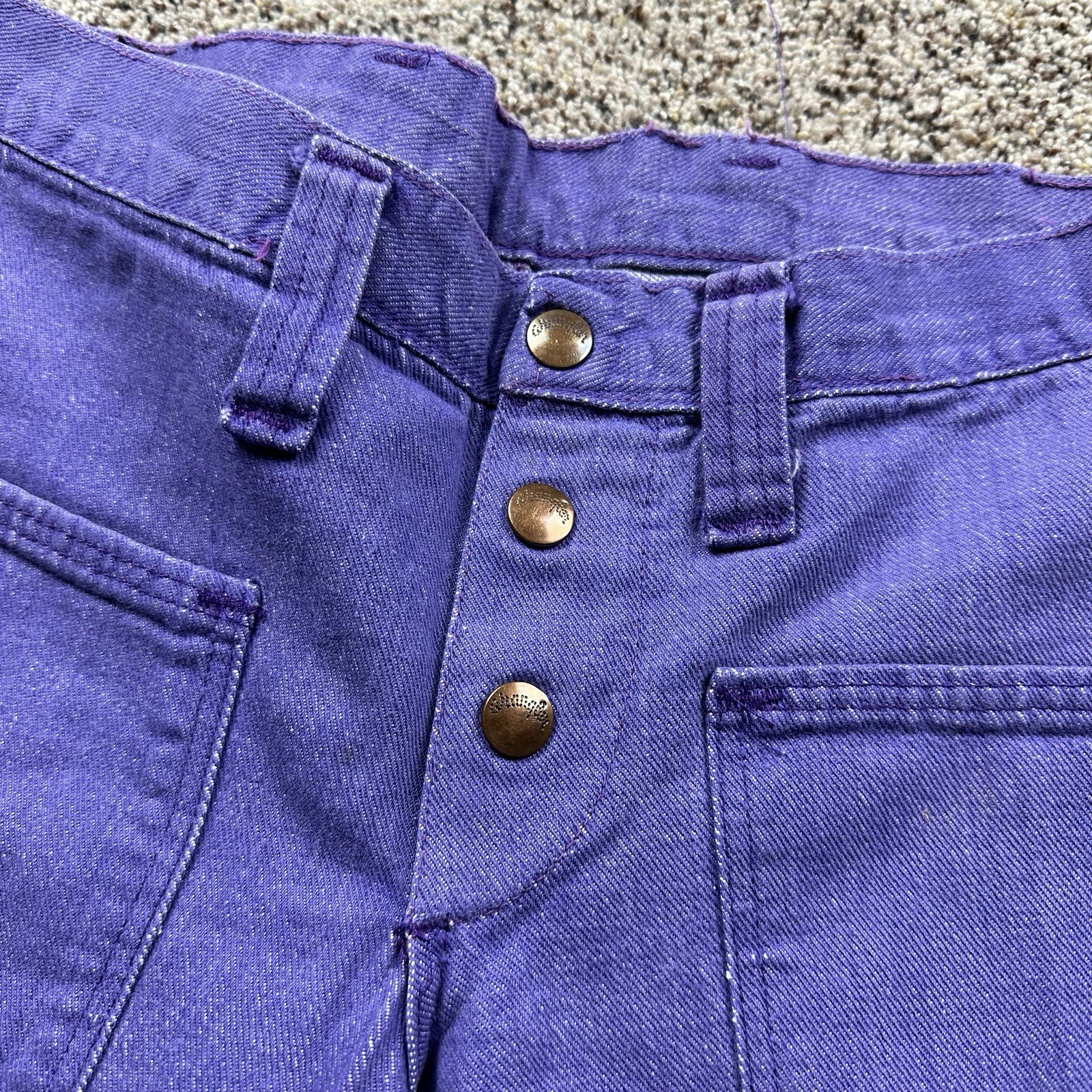 VTG 60’s-70’s Wrangler Purple Bell Bottom Flare Leg Size 11-12 USA Bare Back