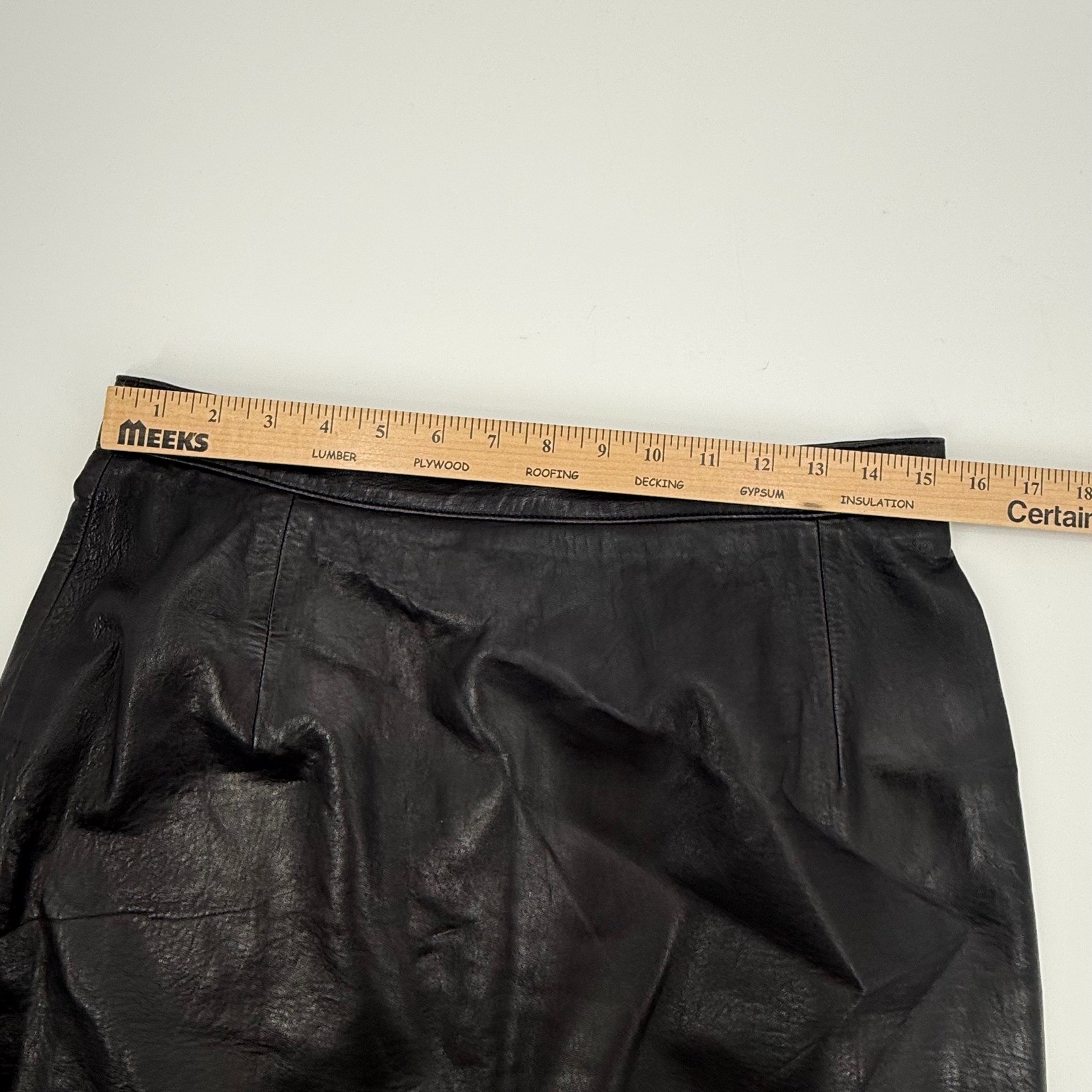 Vintage MAXIMA for Neiman Marcus Black Leather Pencil Skirt Size 14 Fits 30×23
