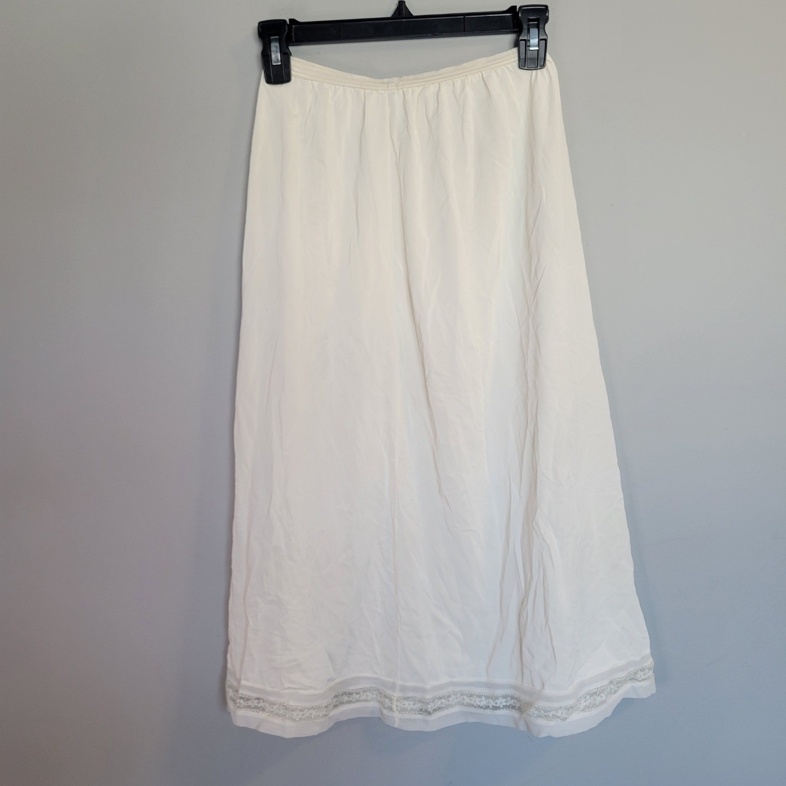 Lorraine Vintage Half Slip Ivory Off White Lace Trim Elastic Waist L Large 29in