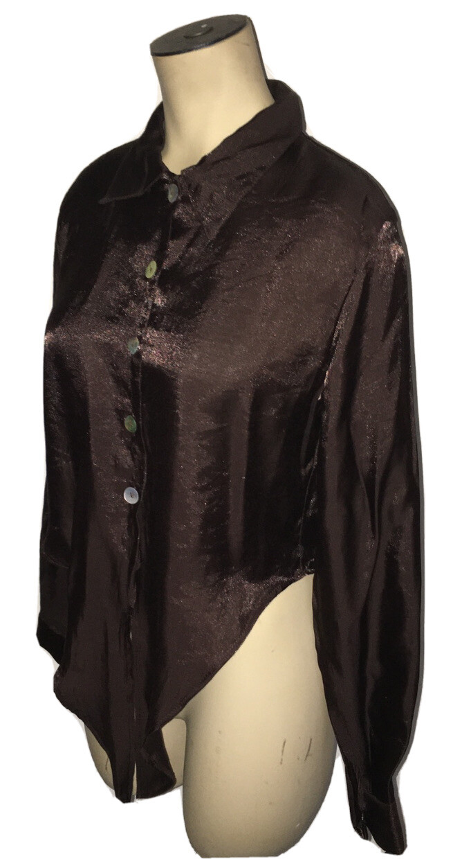 JC Penny Anxiety Brown Button Down Blouse Women’s Size M
