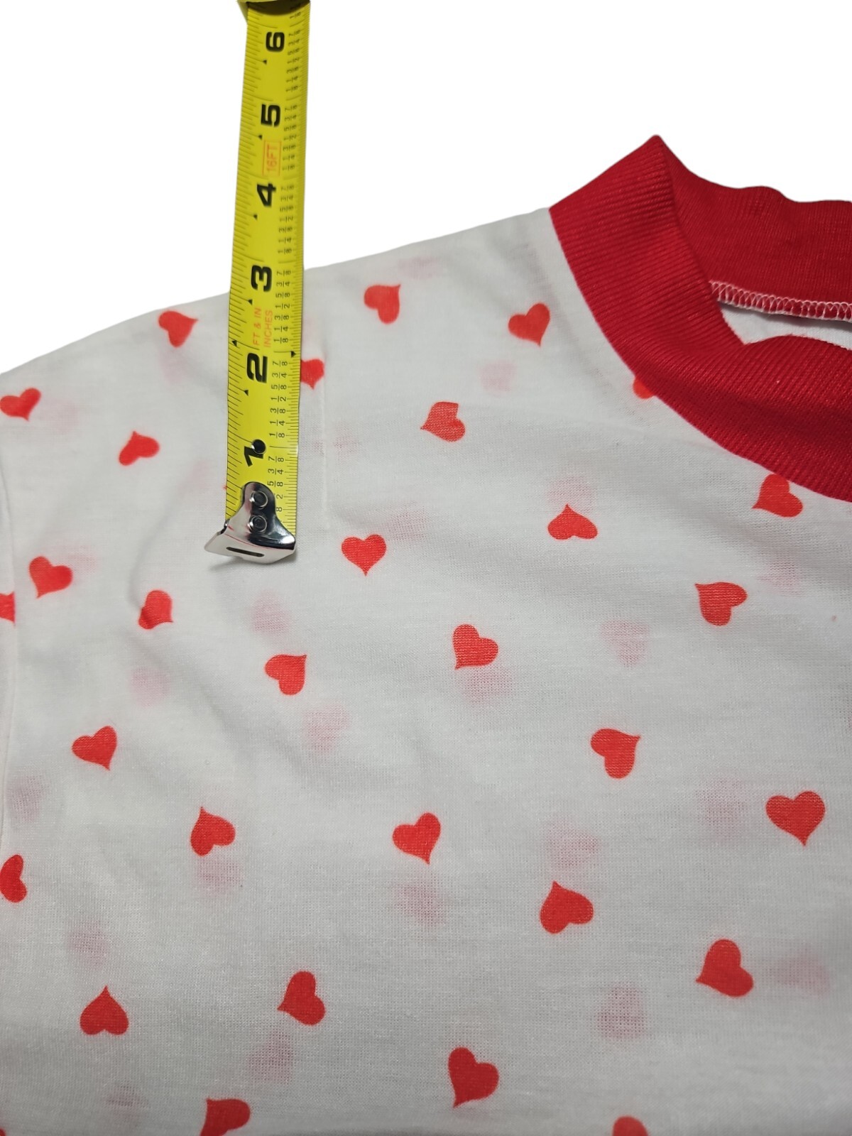 Vtg 1980s Teddy Bear & Hearts Nightgown Single Stitch Sleep Shirt Union Made USA