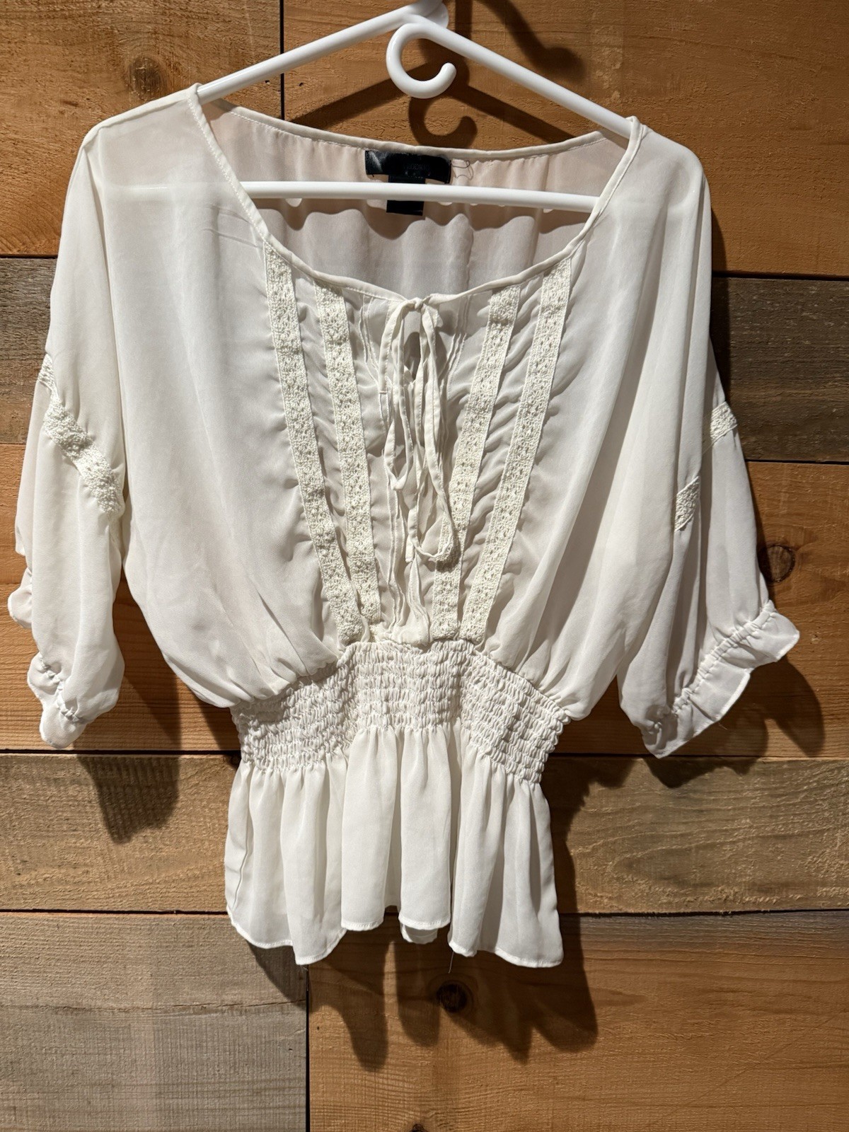 Vintage 90s Boho Peasant Blouse Woman XL Romantic Babydoll Whimsygoth Sheer