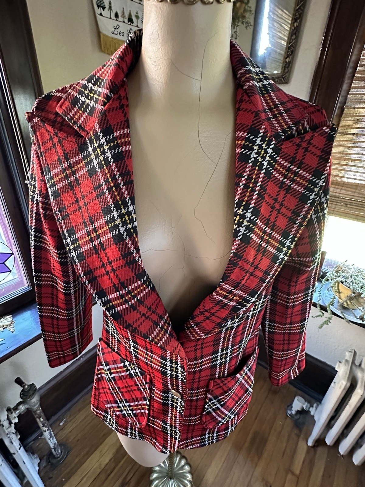Vintage 70’s Queen Casual Ladies Plaid Blazer Mod/Punk