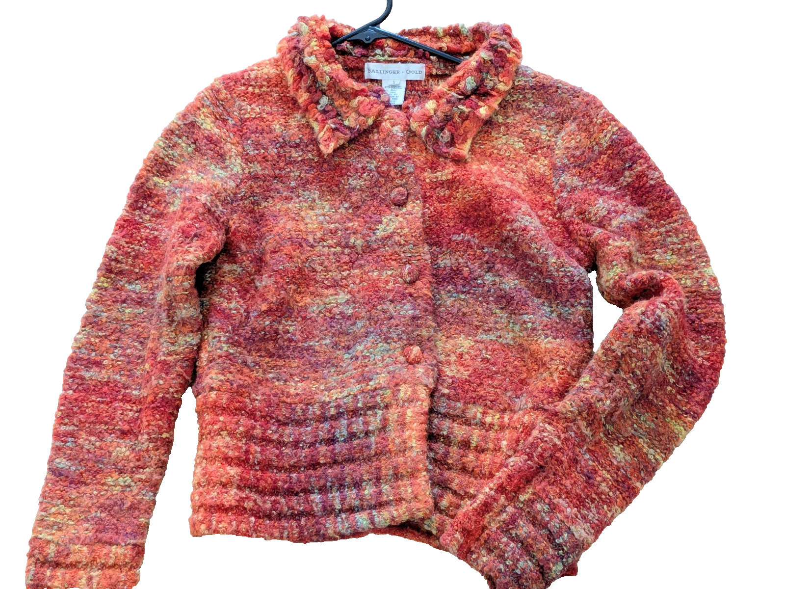 Ballinger Gold SZ Sm Women’s Vintage 90s Y2k Boucle Knit Sweater Cardigan Jacket