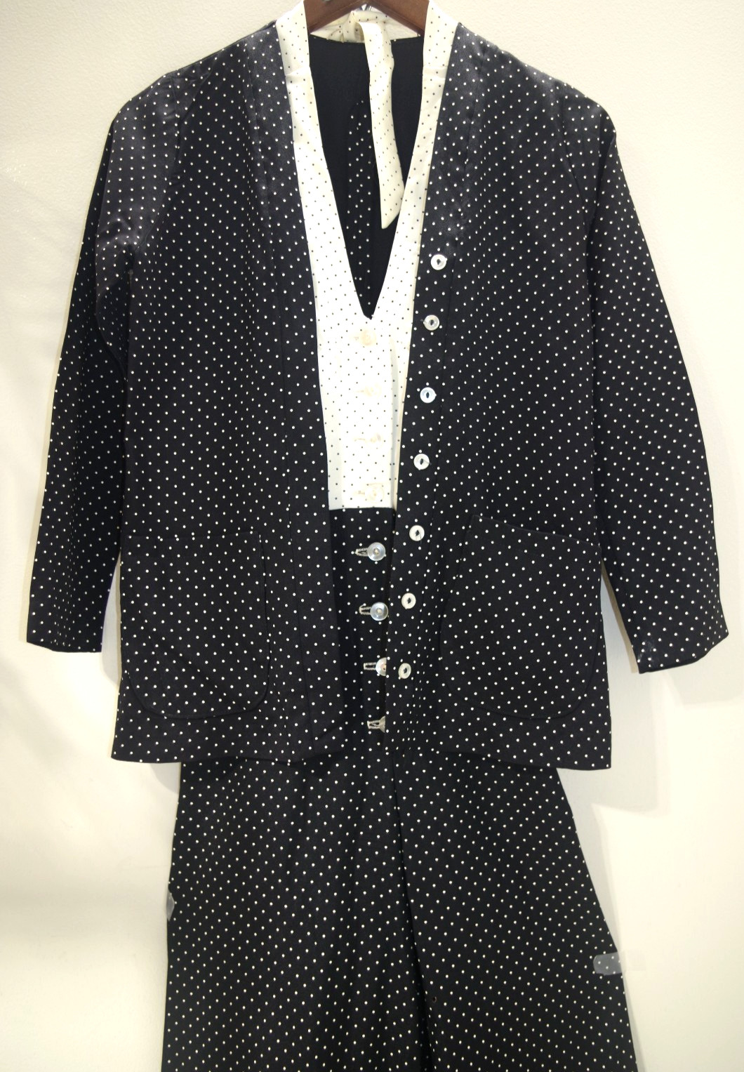 H4 True Vintage Black & Whited Painted Dots XXS Halter Jumpsuit & Jacket
