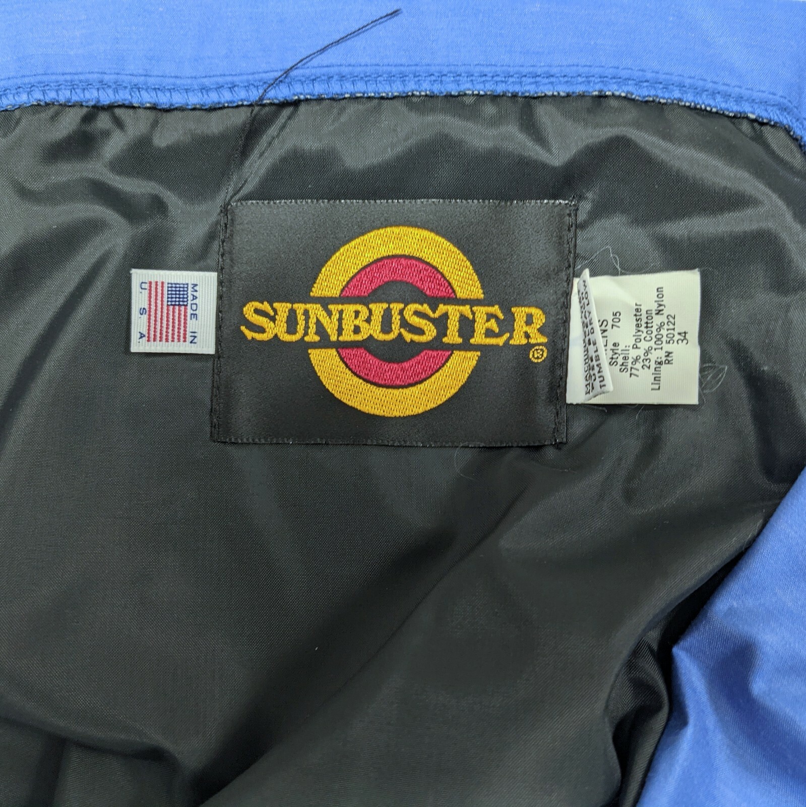 Vintage Sunbuster Cropped Joggers Blue Medium 30 Made In USA Polycotton