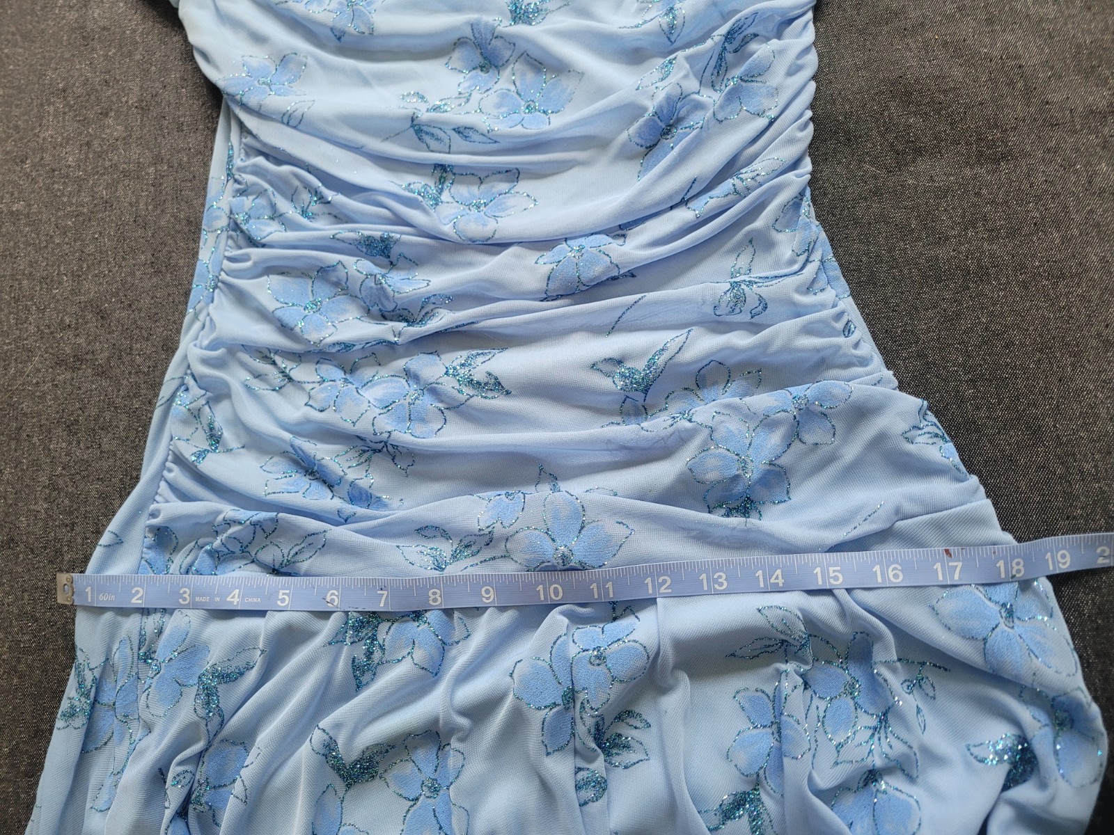 Vintage 90s Y2K Taboo Blue Floral Drop Waist Asymmetrical Hem Prom Hoco Size S/M