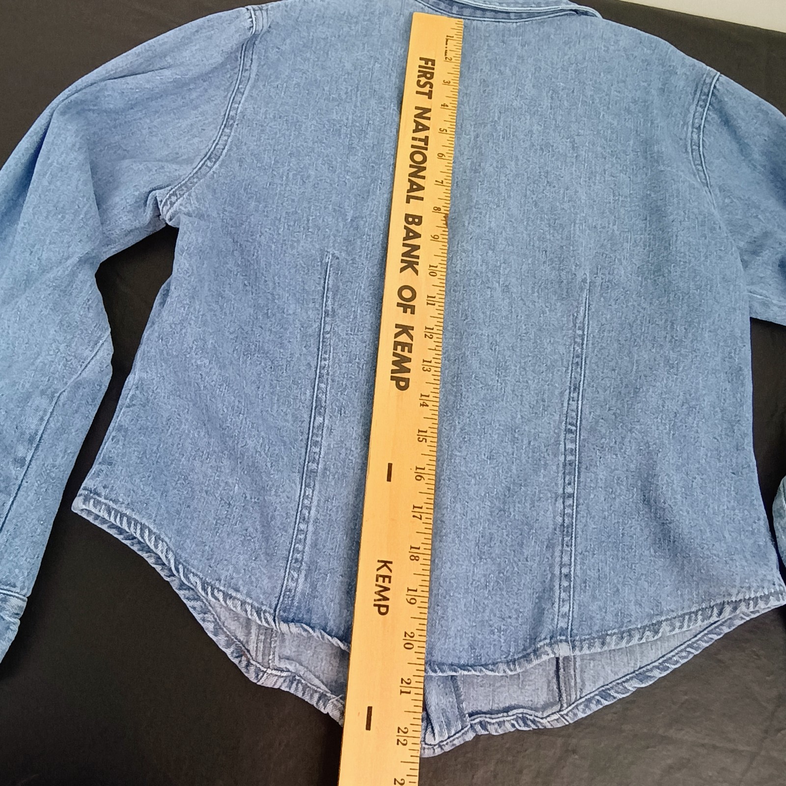 Vtg 579 Denim Zip Shirt Fitted Long Sleeve 80s 90s Y2K Street Light Wash Sz M