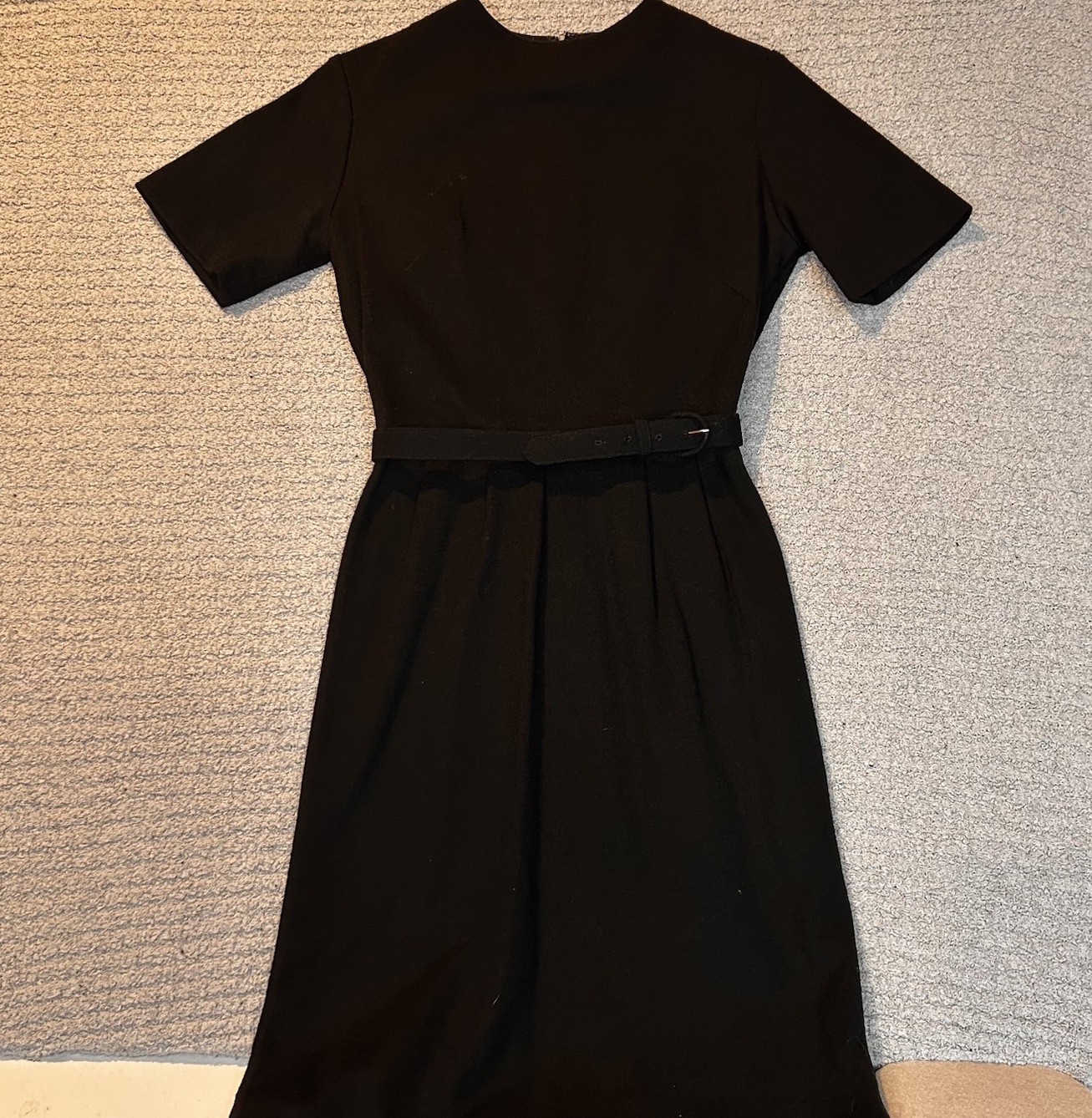 Vintage 1960s Judy Sue Dallas Black Sheath Dress Belted Mad Men Style USA