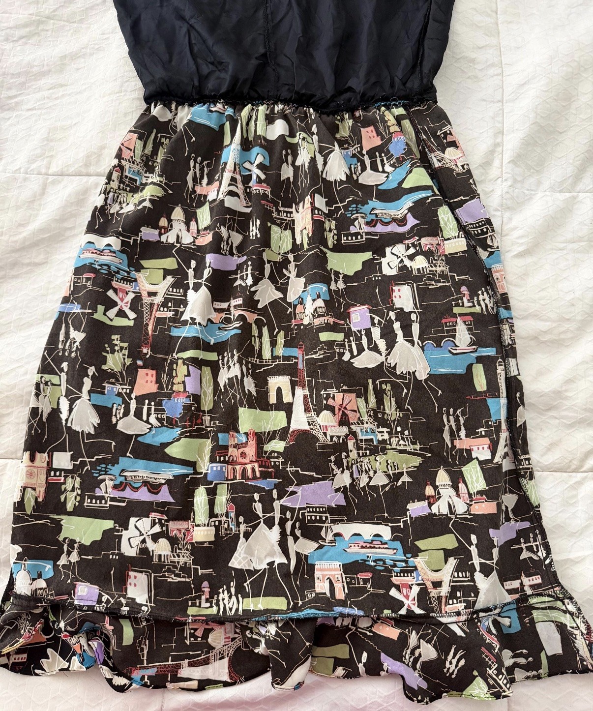 Vintage 80s 90s Paris Cityscape Print Skirt – Intriguing Threads Size 8