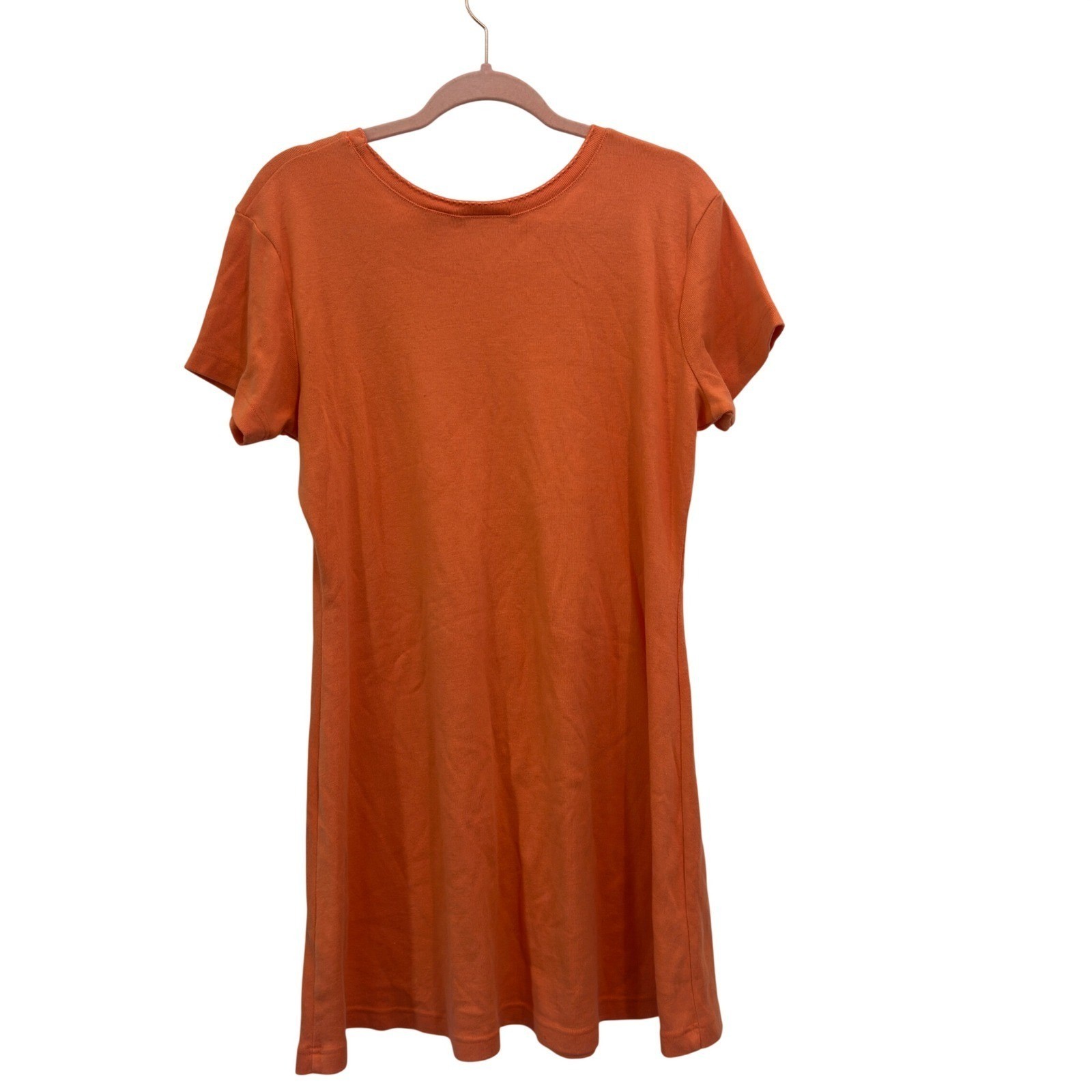 Preview International Vintage 90s Womens T-Shirt Dress Solid Orange Cotton Sz L