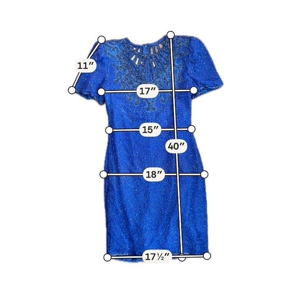 Vintage Lawrence Kagan 100% Silk Royal Blue Beaded Cutout Dress — Size L