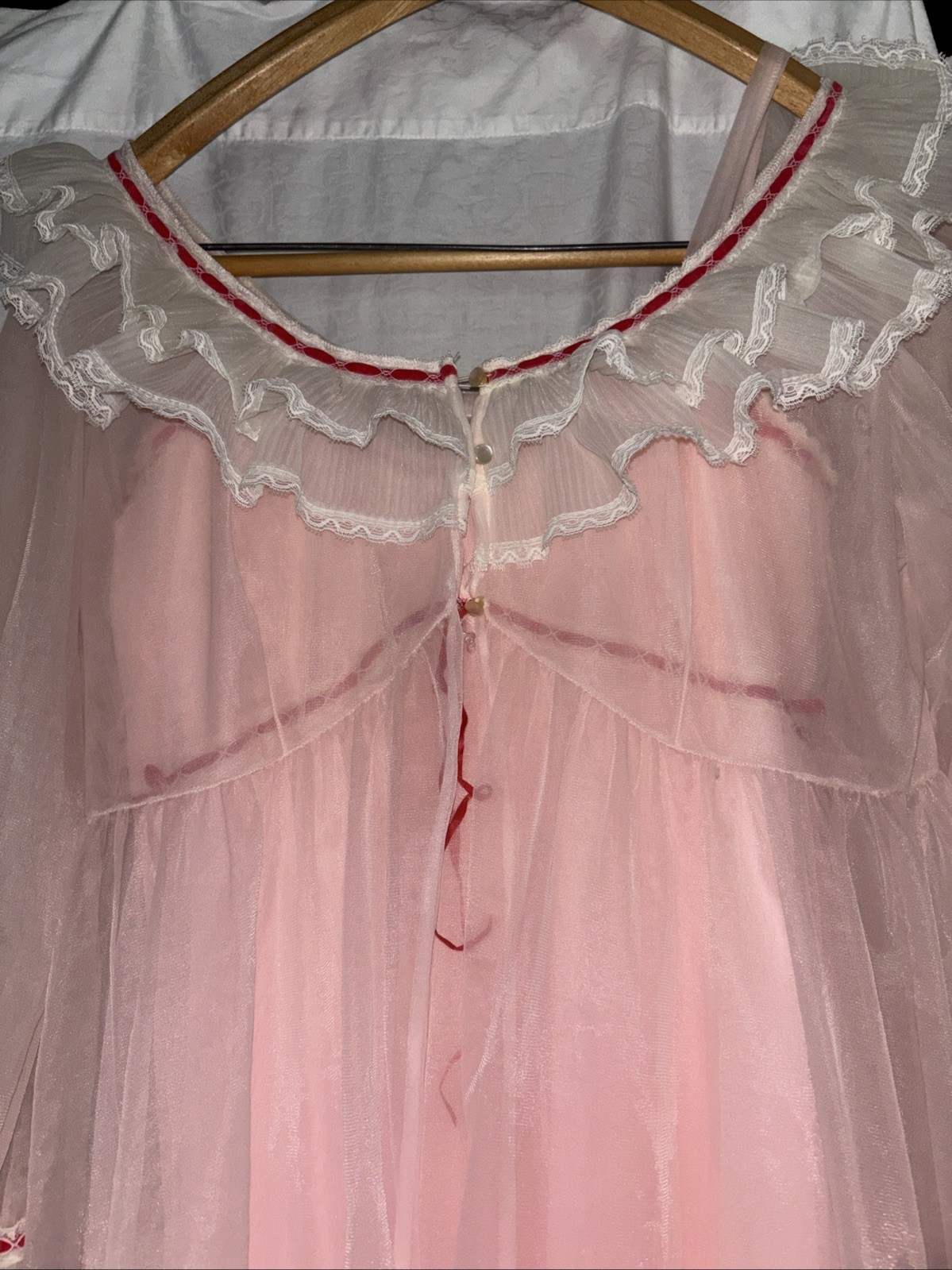 2pc Vtg LISETTE Nightgown PEIGNOIR Robe BABYDOLL Sheer Gown Al Sterling Pink 60