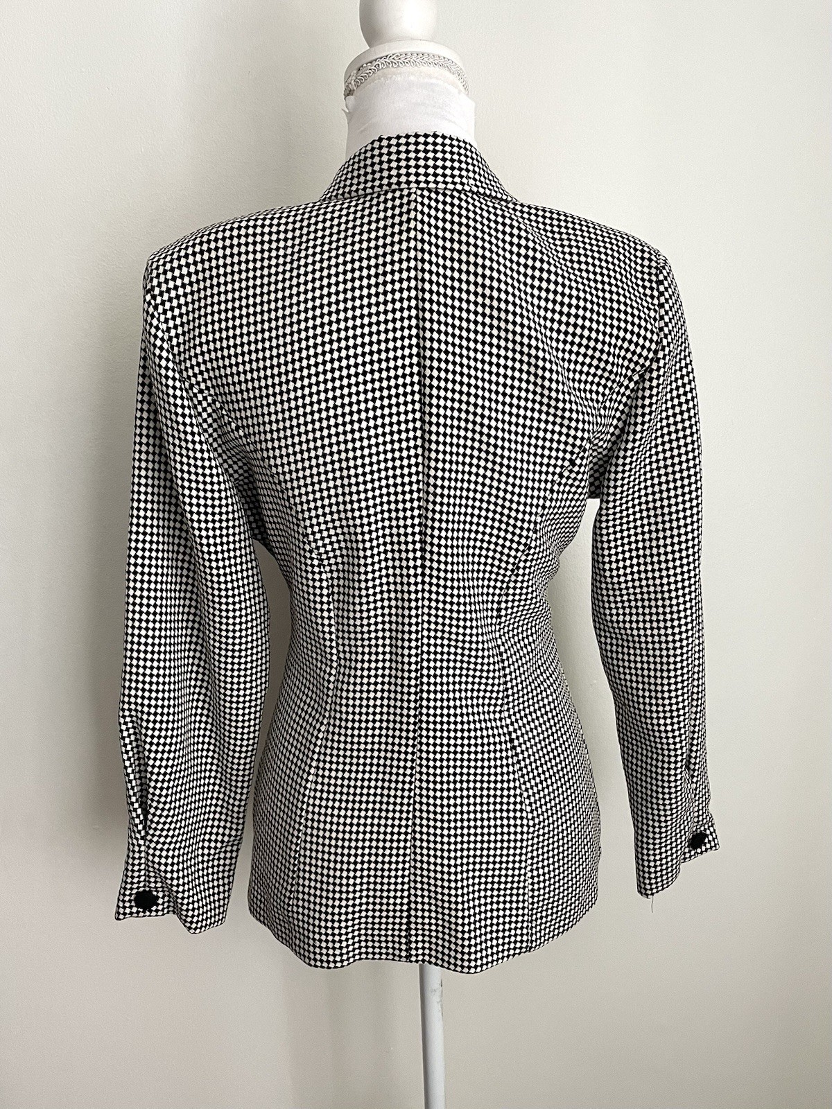 Vintage Black and White Checkered Double-Breasted Blazer By Mark Farrel Size M