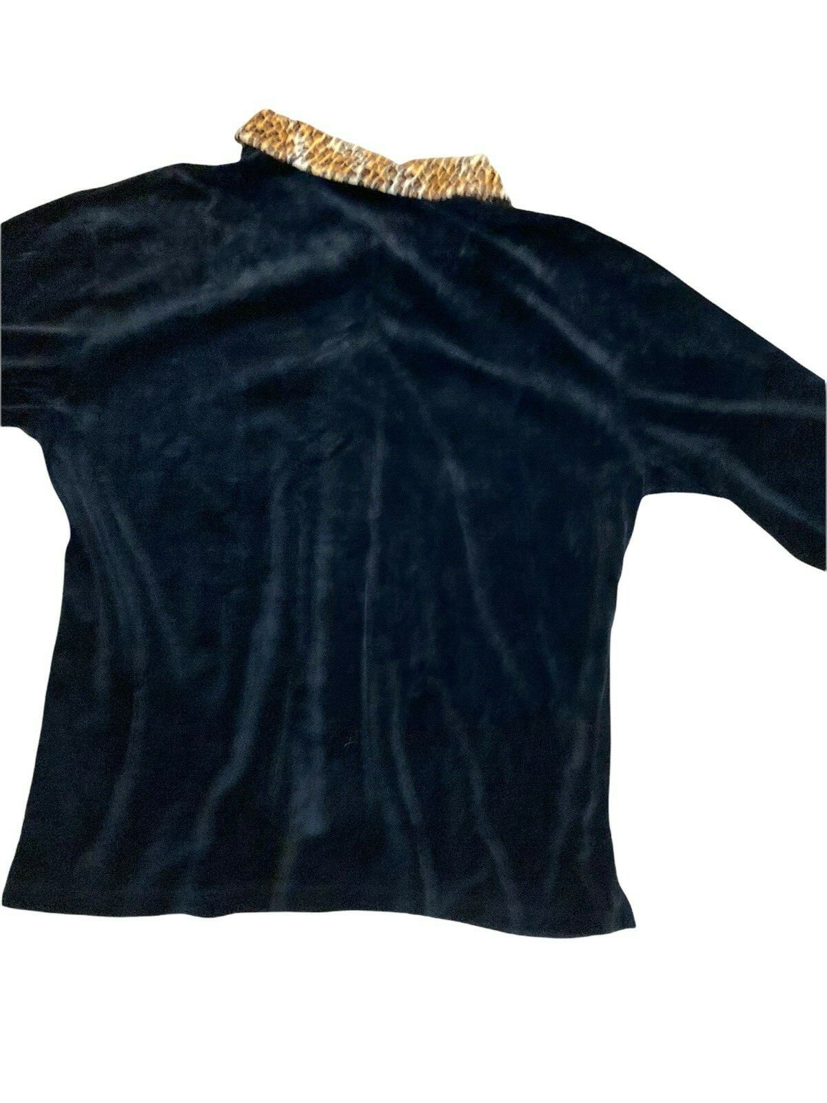 Bolo Spirit Women’s L XL Black Cheetah Print Jacket Shacket Pull On Pants Set