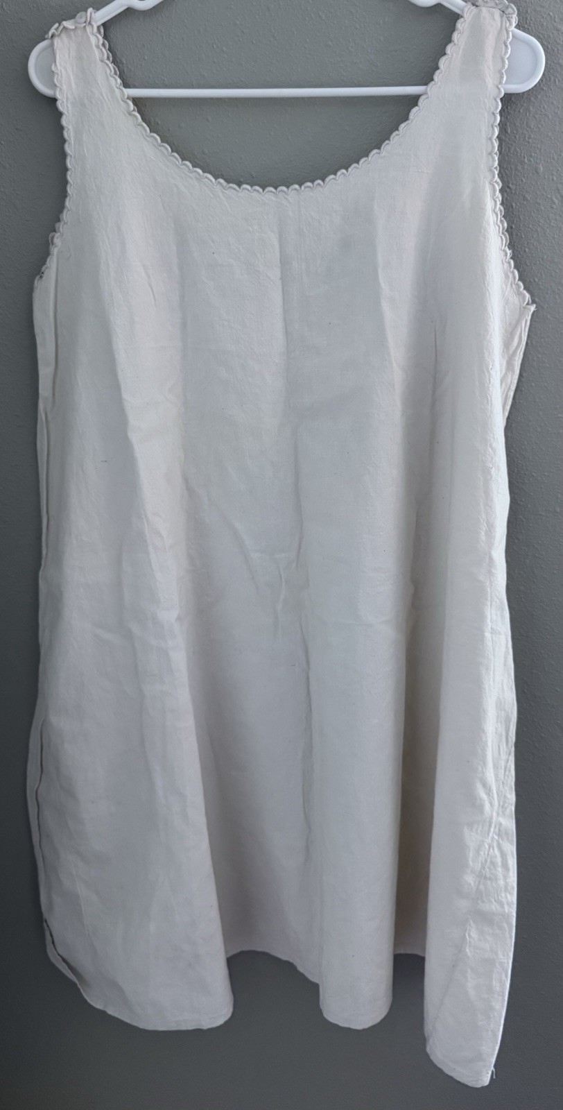 Antique Night Dress With Embroidered Detailing, 37” Long X 25” Wide