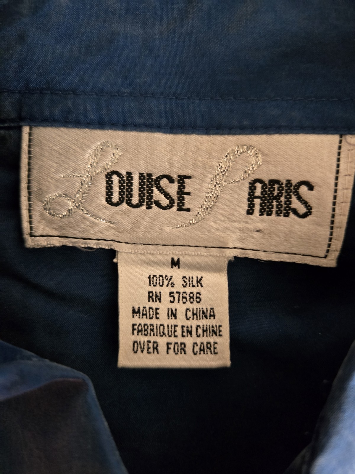 Louise Paris Women Vintave Shirt/szM/dark Blue/oversize/silk/pockt/botton/blouse