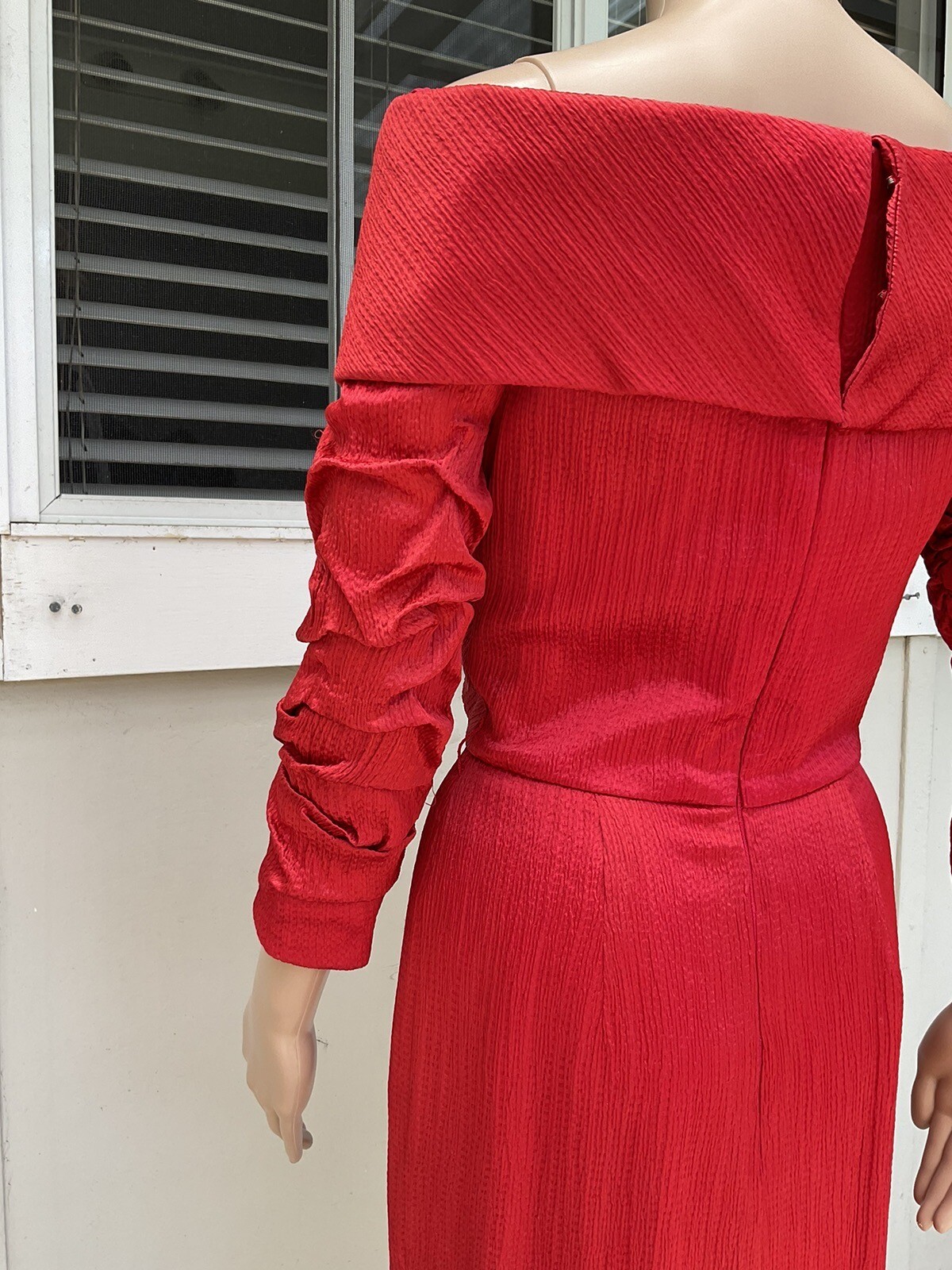 Vtg 80s Arnold Scaasi Couture Boutique Red Cocktail Short Dress