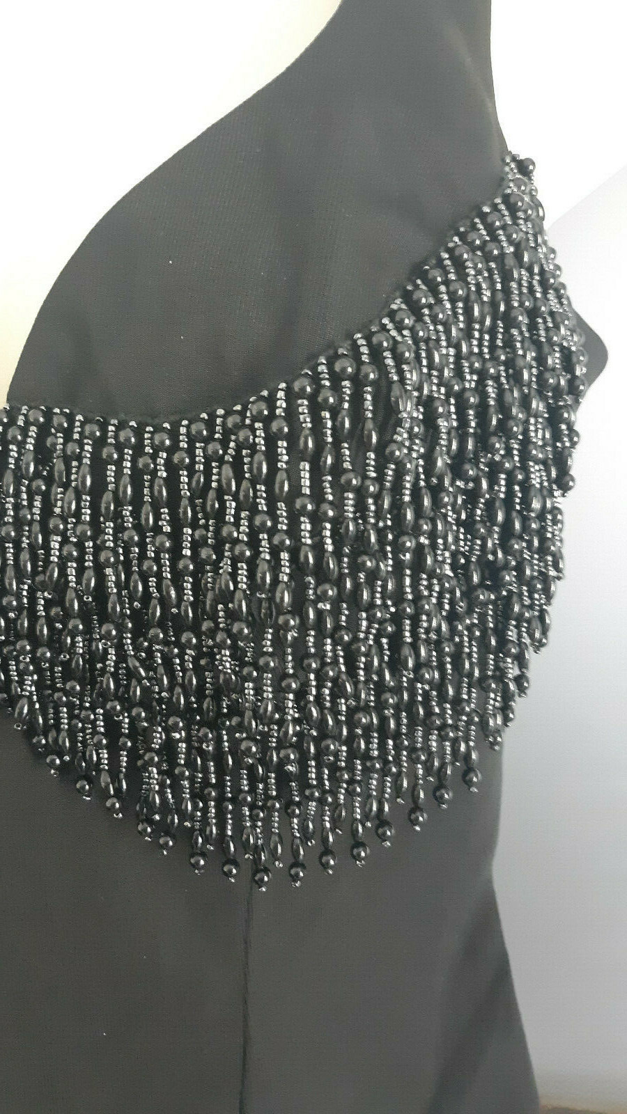 Vintage Vicky Tiel Couture Paris Cocktail Dress Beaded Bust Fitted XS S