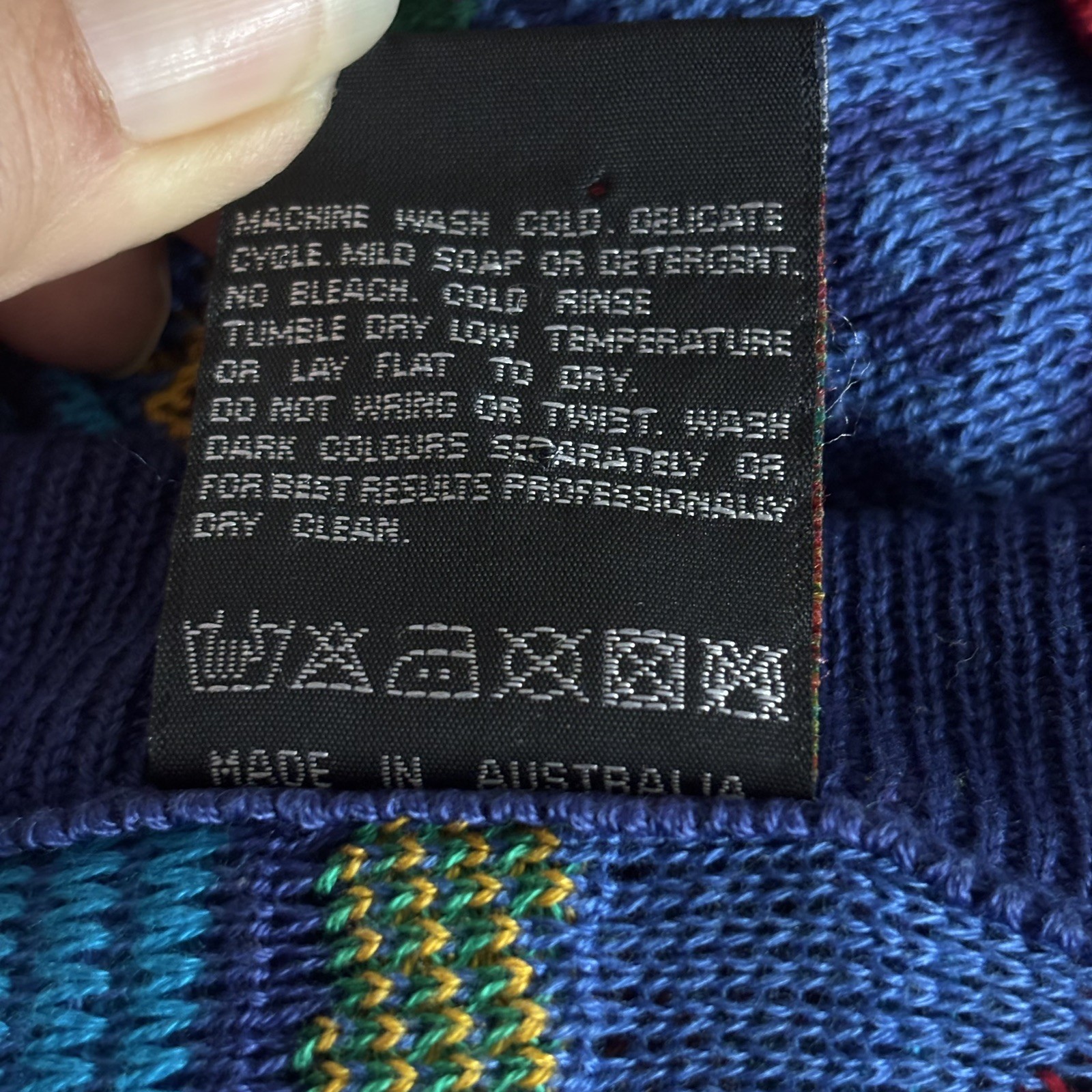 Vintage EMAROO colourful Coogi style pure cotton knit jumper S