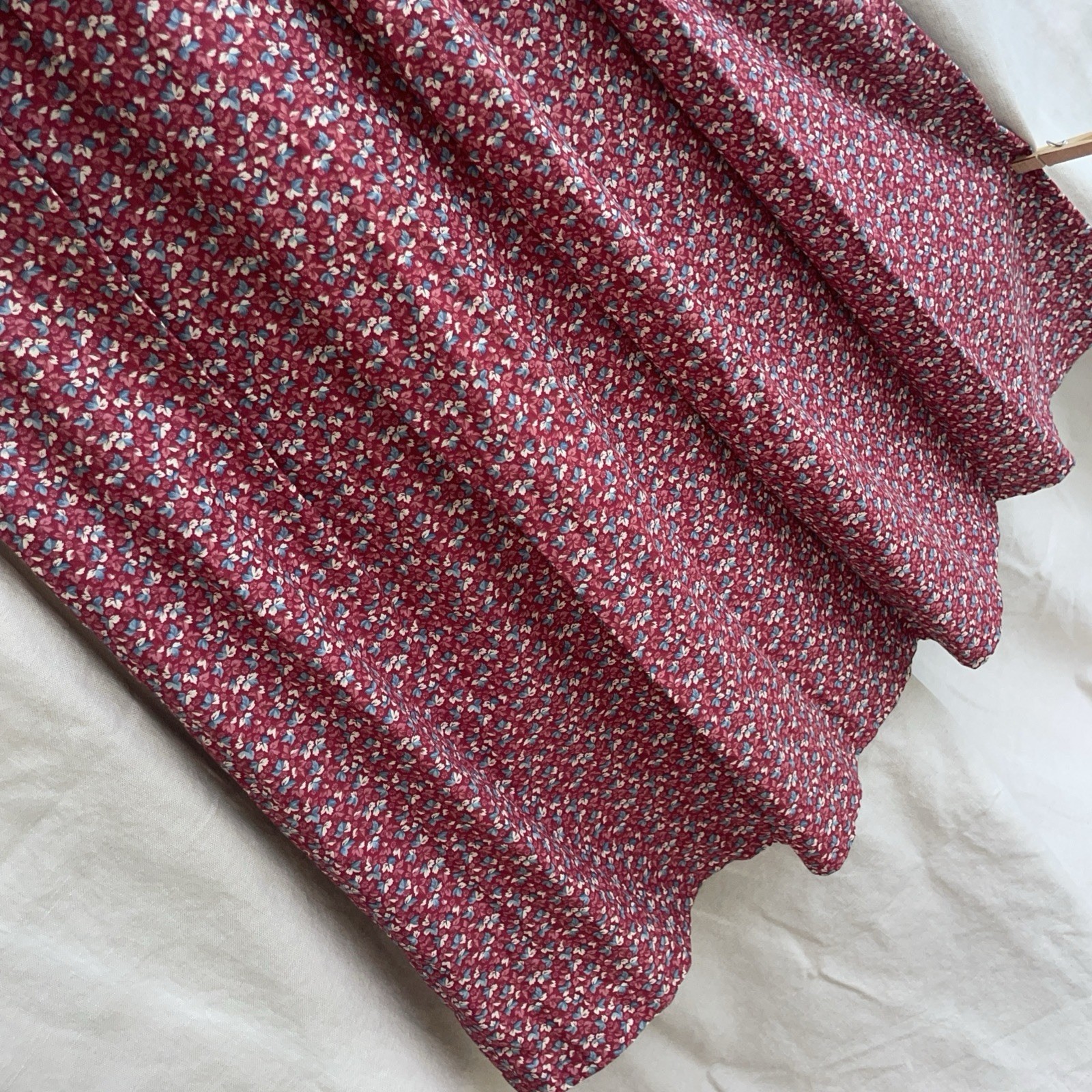 Handmade Vintage Red Floral Dress Cottage Prarie Country Trad Farm Wife S/M