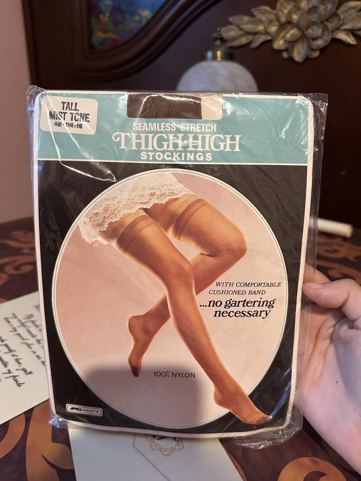 Size Tall 10 1/2 11 Vintage KMart Seamless Stretch Thigh High Stockings
