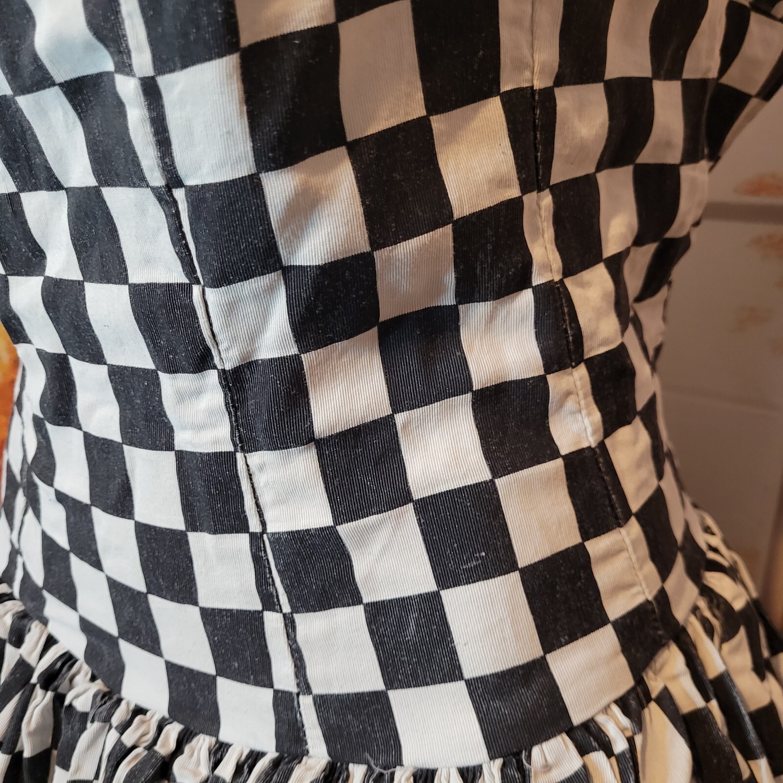 Vintage 80s Strapless Party Dress Black And White Checkered Chel’sea L’td