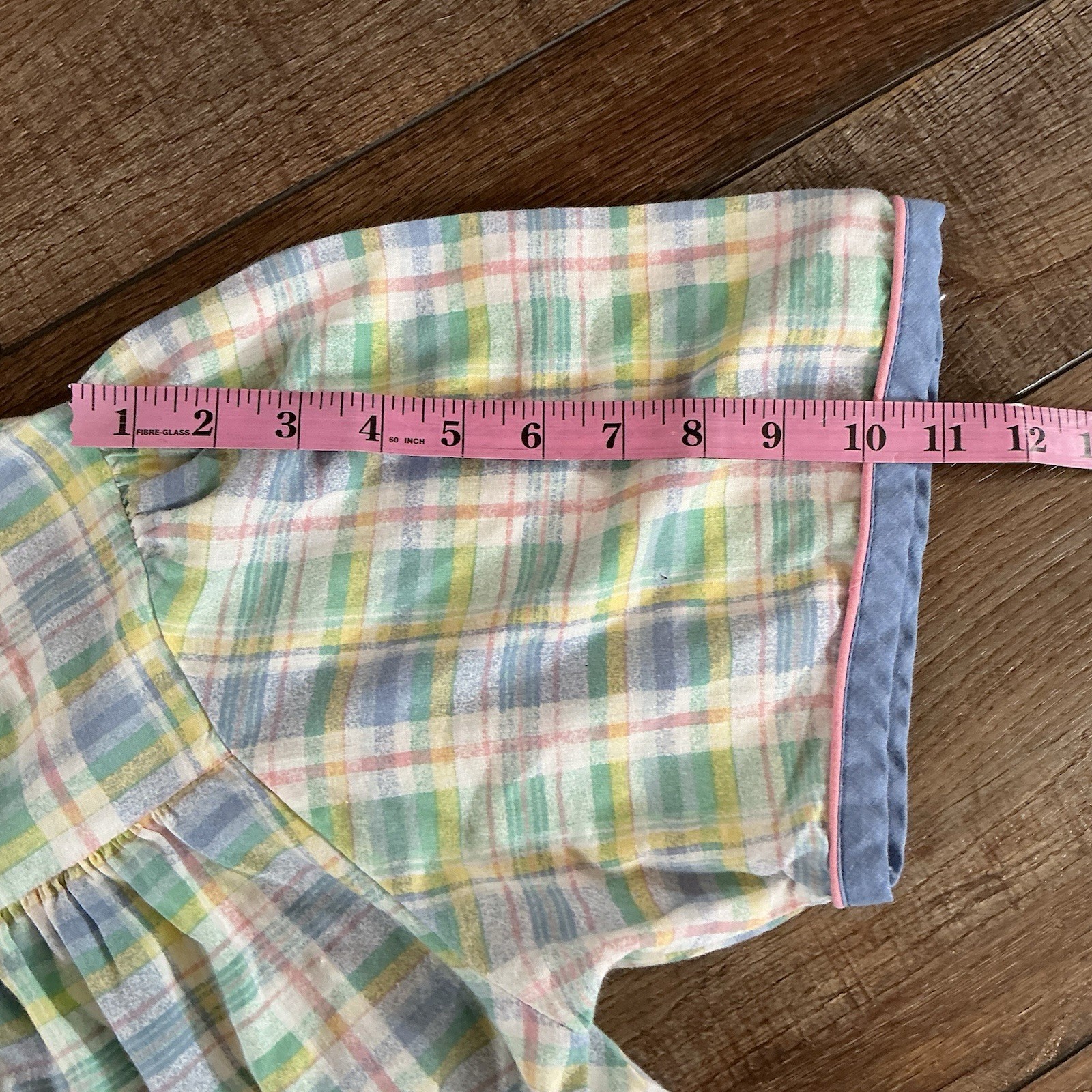 80s VTG Carriage Court Plaid Zip Front Housecoat Duster Women’s M Pastel #291125