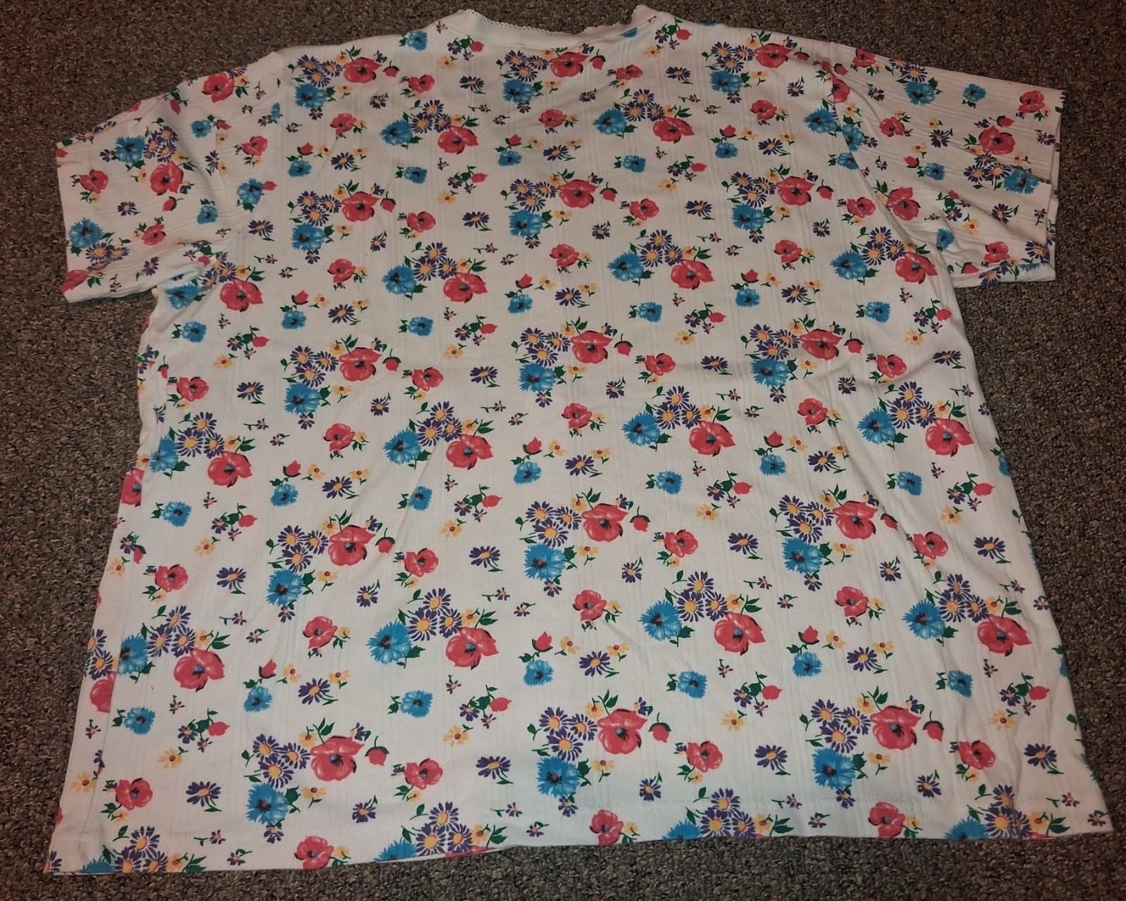 Vintage 90s Global Gold Plus Size 2x White Floral Scalloped edge Blouse Top