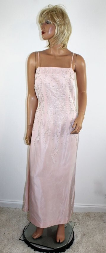 Vintage 50’s 60’s JR THEME Beaded Pink Formal Wiggle Gown Prom Dress Size S