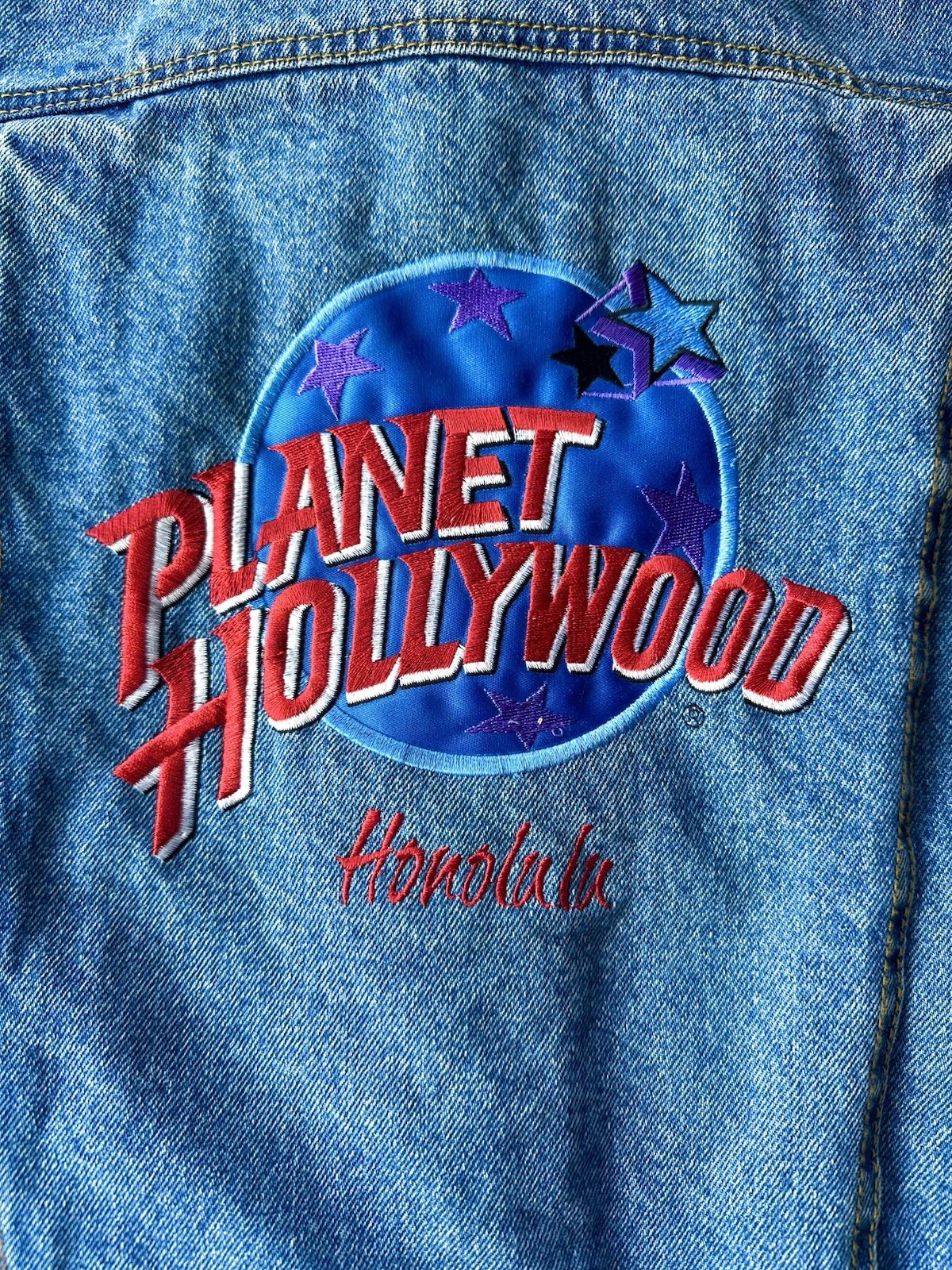 Women’s Vintage 1991 Planet Hollywood Honolulu Denim Jean Jacket XL (12)