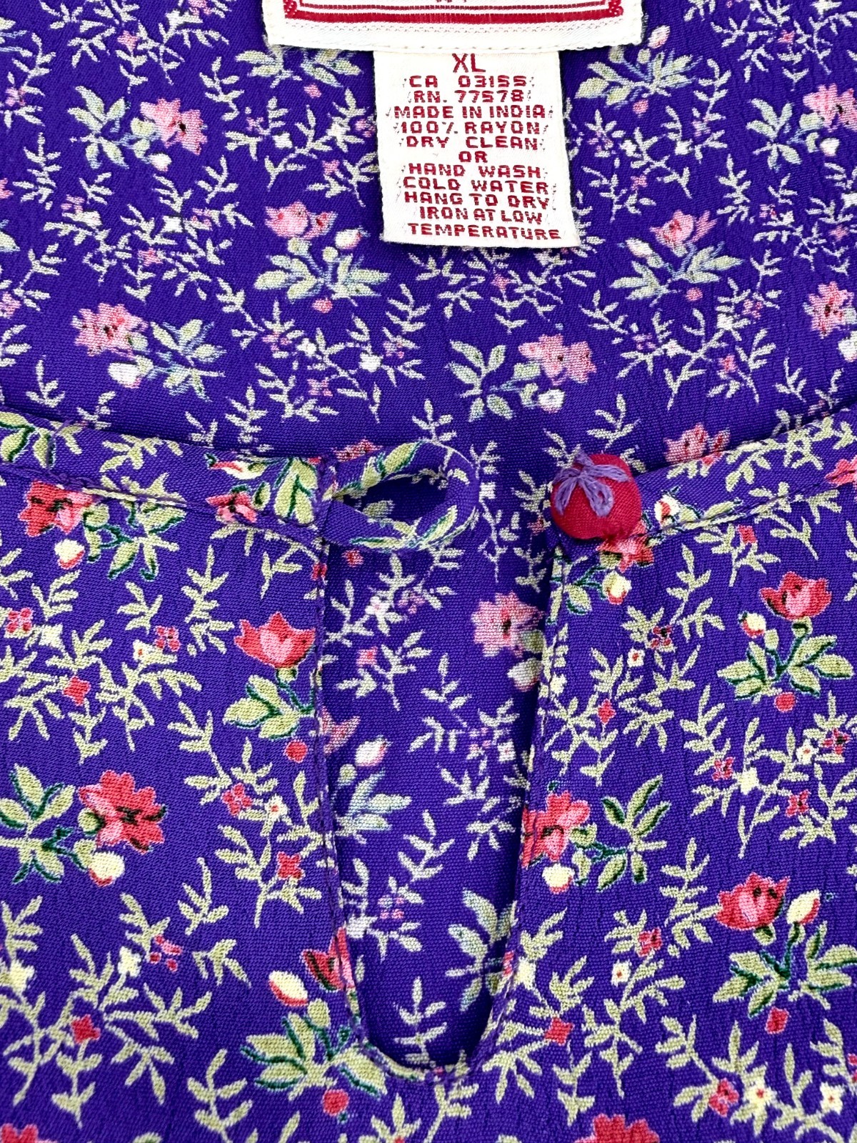 VTG 90s April Cornell Purple Ditsy Floral Rayon Maxi Shift Dress XL Cottagecore
