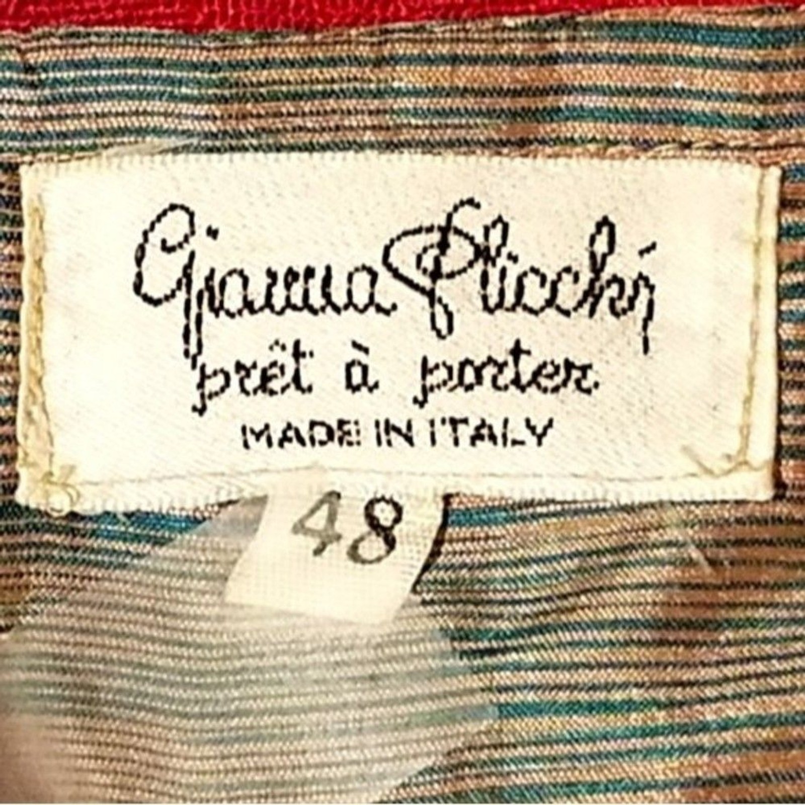 Vintage 70s 80s Gianna Flicchi Italy Raw Silk Pencil Skirt 48 US L Embroidered