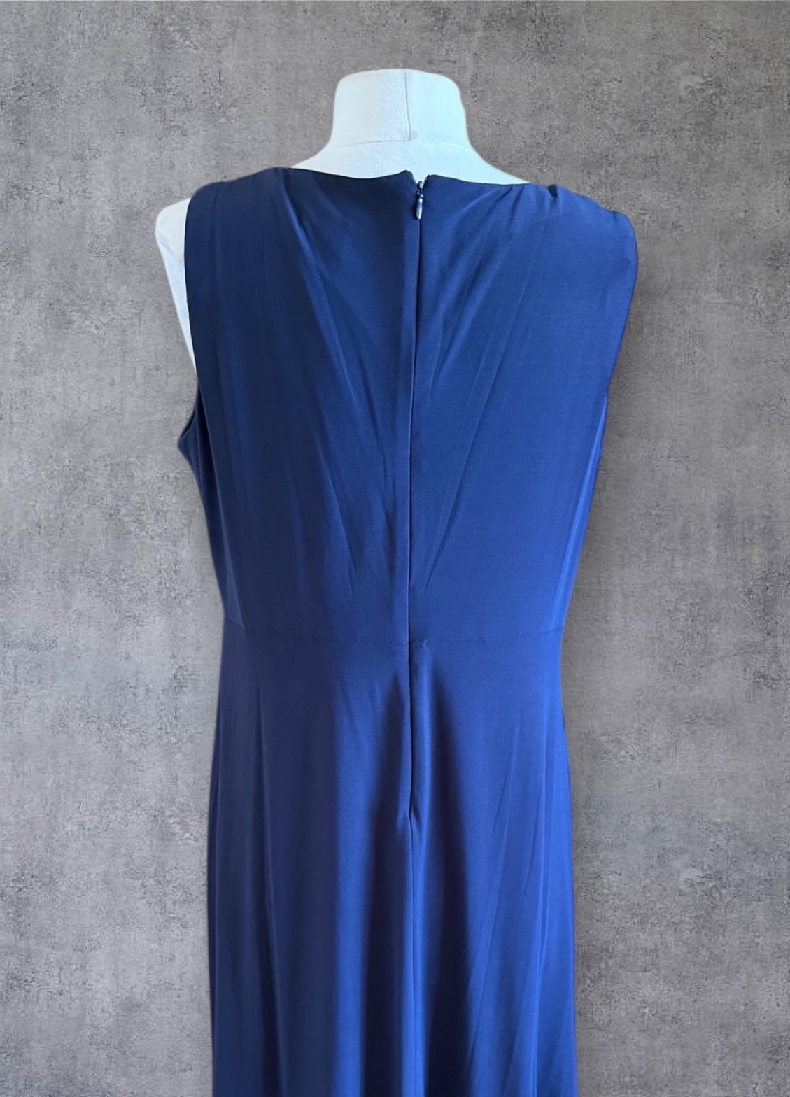 R&M RICHARDS Navy Blue Sleeveless Lace Embellished Neckline & Waist Dress 14