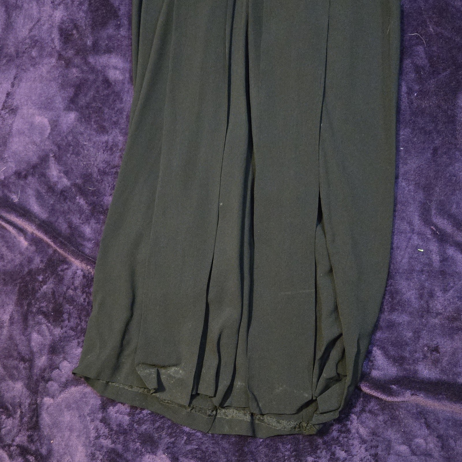 Vtg 1960s Black Crepe Cocktail Dress White Guipure Lace Yoke Metal Talon Zip S/M