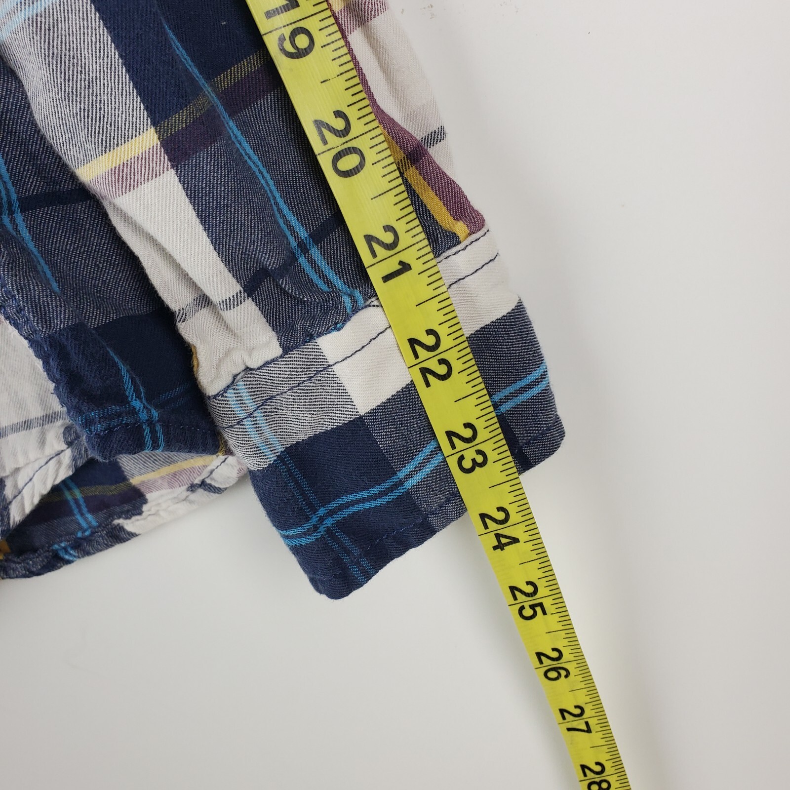 Vintage JNCO Shirt Womens Medium Blue White Tartan Plaid Button Up Casual Y2K