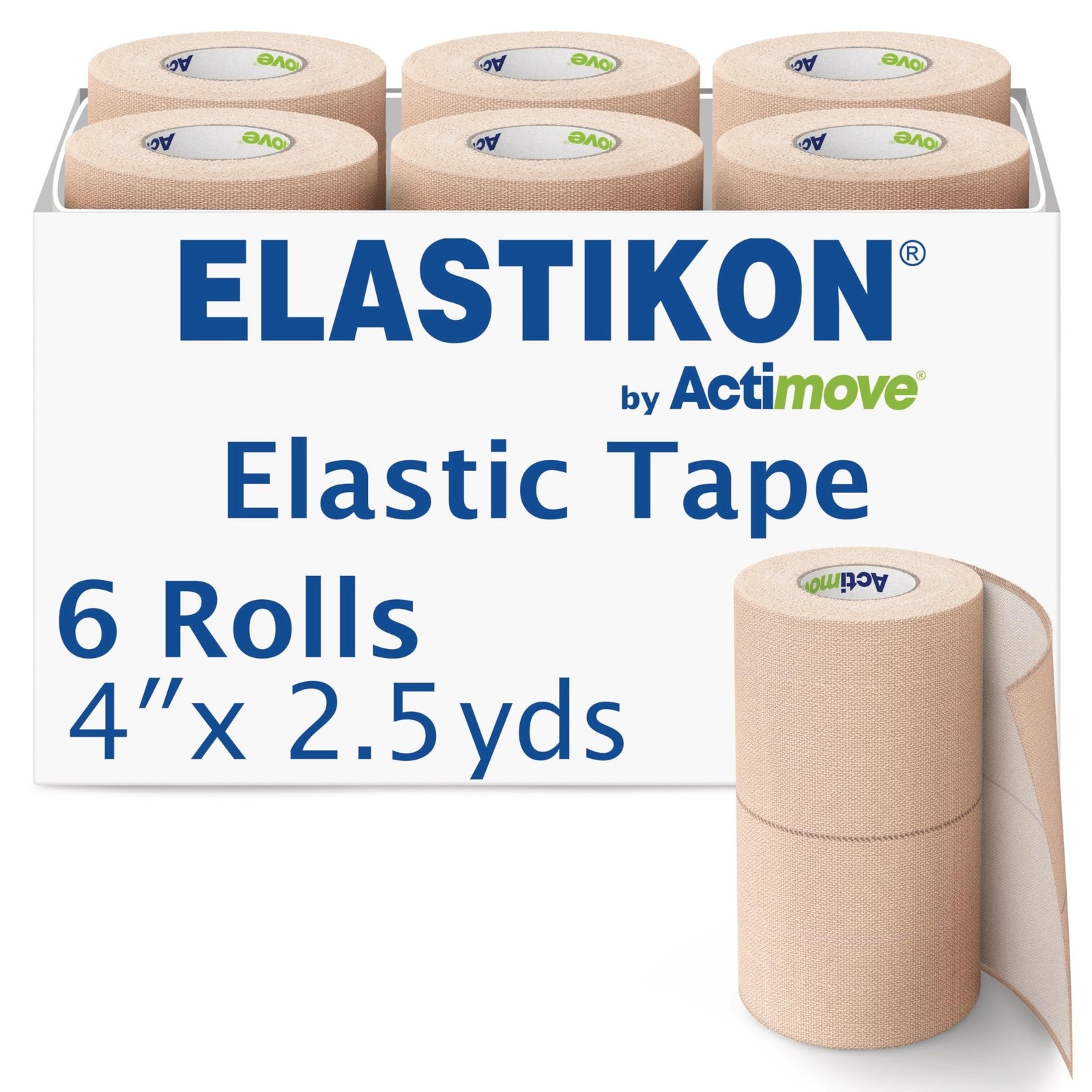 Elastikon by Actimove Cotton Elastic Tape 4 in x 2.5 yd 6 Rolls 73080-21