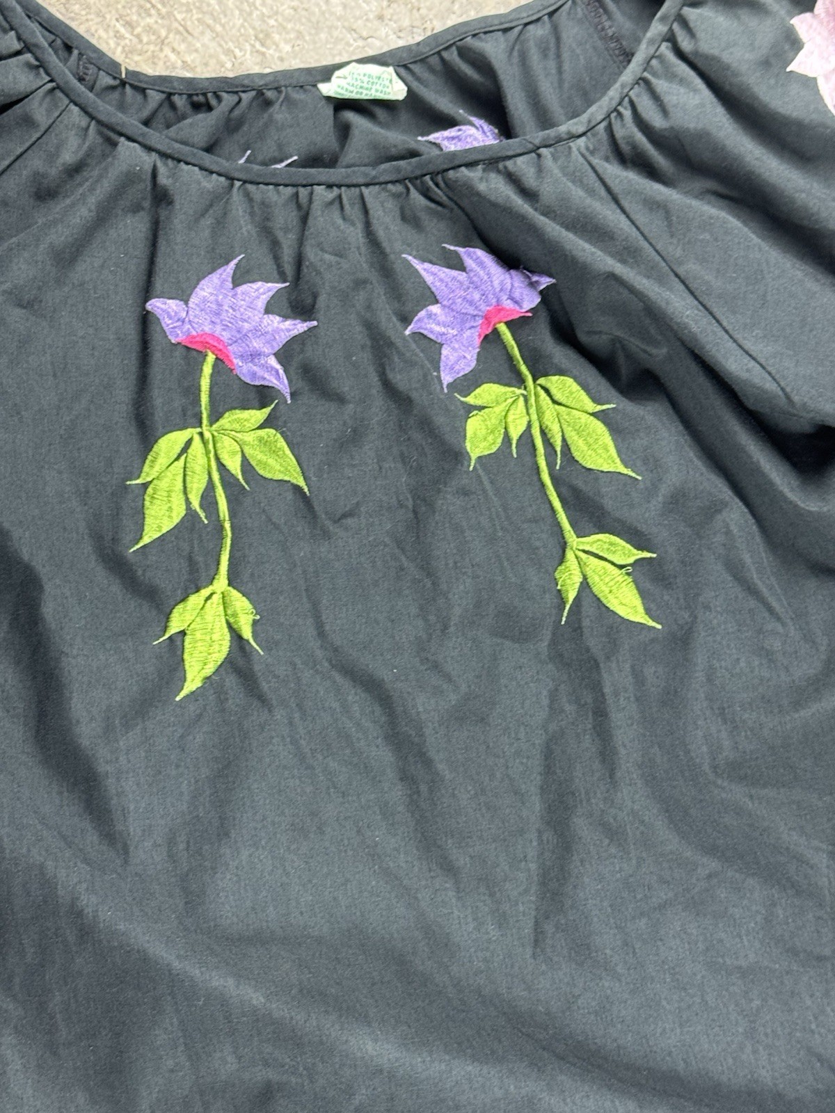 Vintage Caro Honolulu Embroidered Blouse Skirt Floral Set Philippines Size Med.